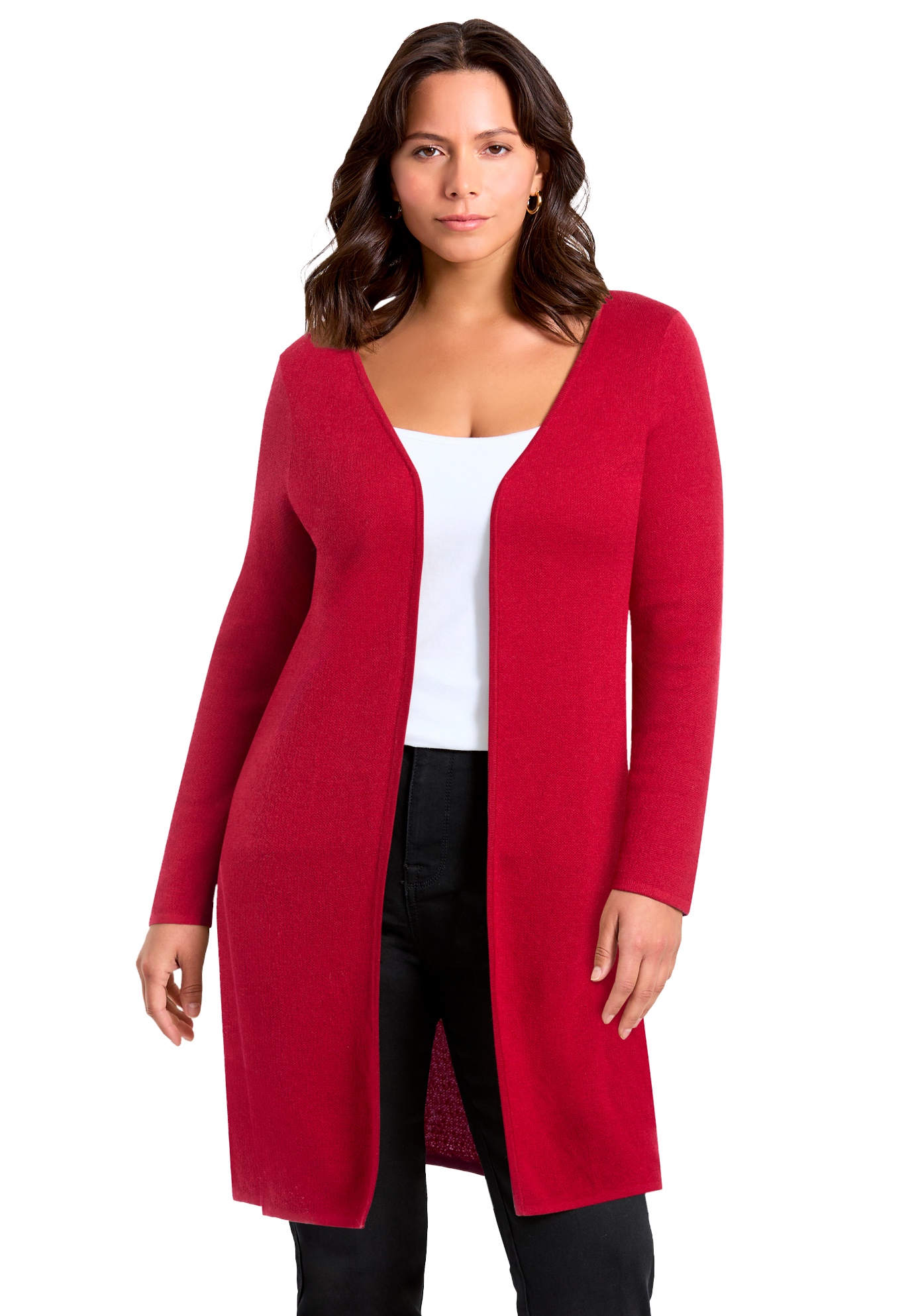 Avenue Women's Plus Size Open Front Sweater Cardigan - Picture 8 of 8