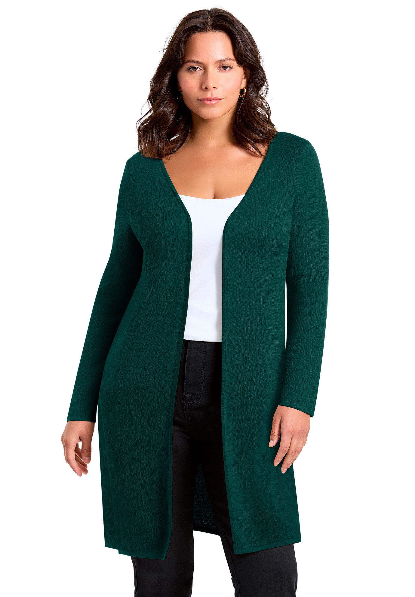 Avenue Women's Plus Size Open Front Sweater Cardigan - Picture 3 of 8