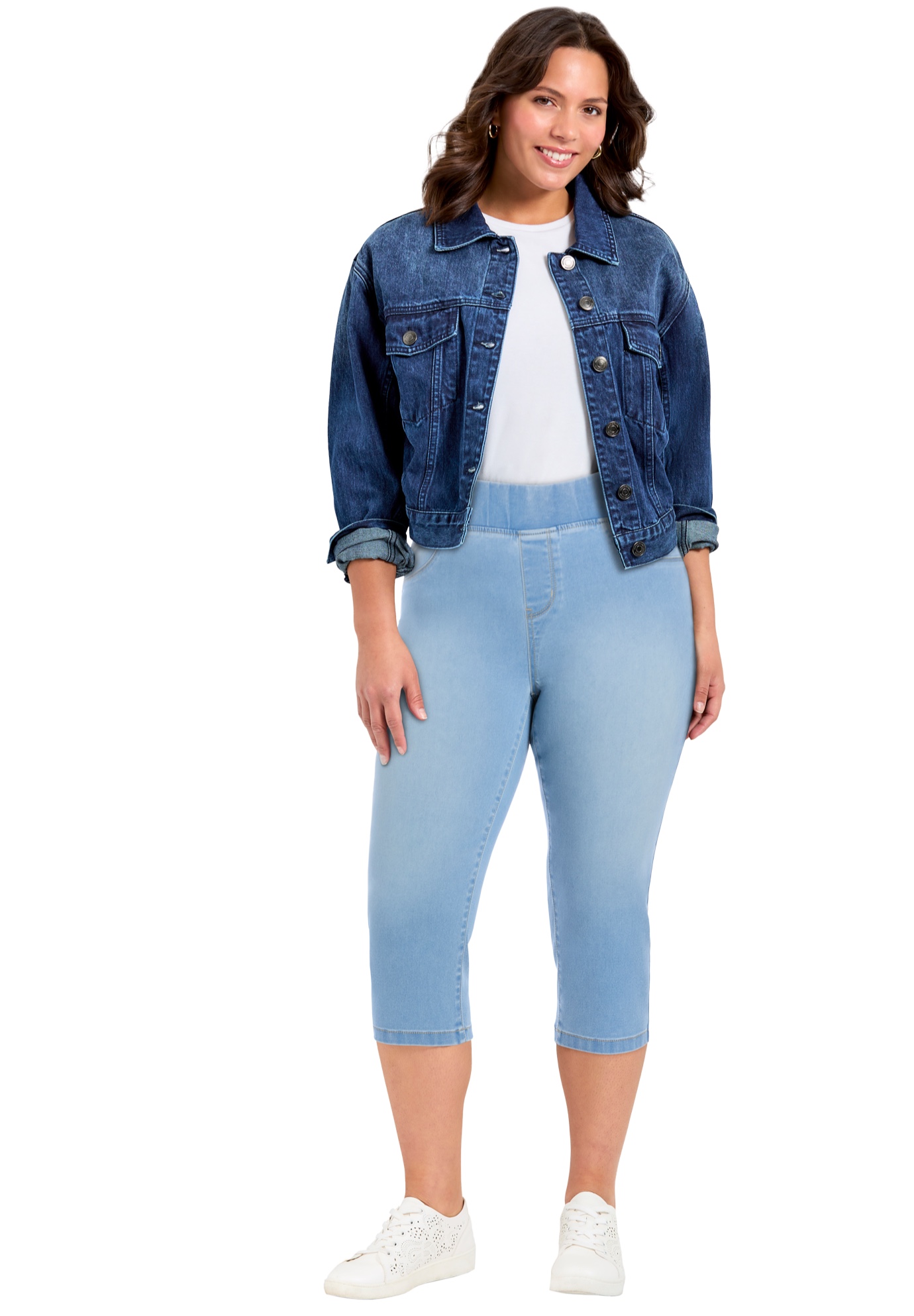 Avenue Women's Plus Size Butter Denim Pull On Crop Jean - Picture 17 of 30