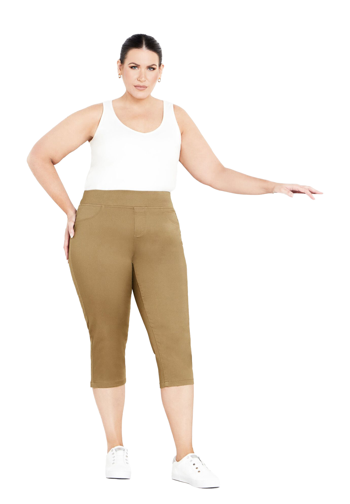 Avenue Women's Plus Size Butter Denim Pull On Crop Jean - Picture 12 of 30