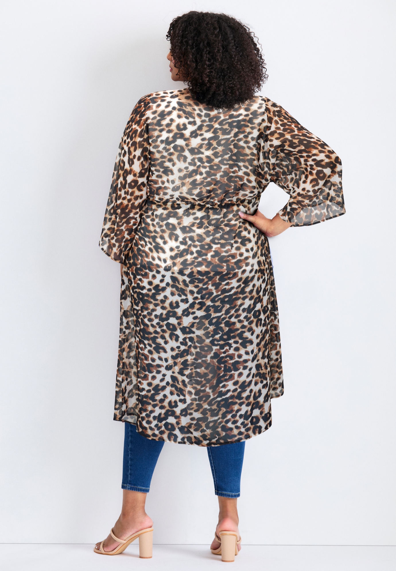 Avenue Women's Plus Size Tie-Front Duster wrap - Picture 8 of 9