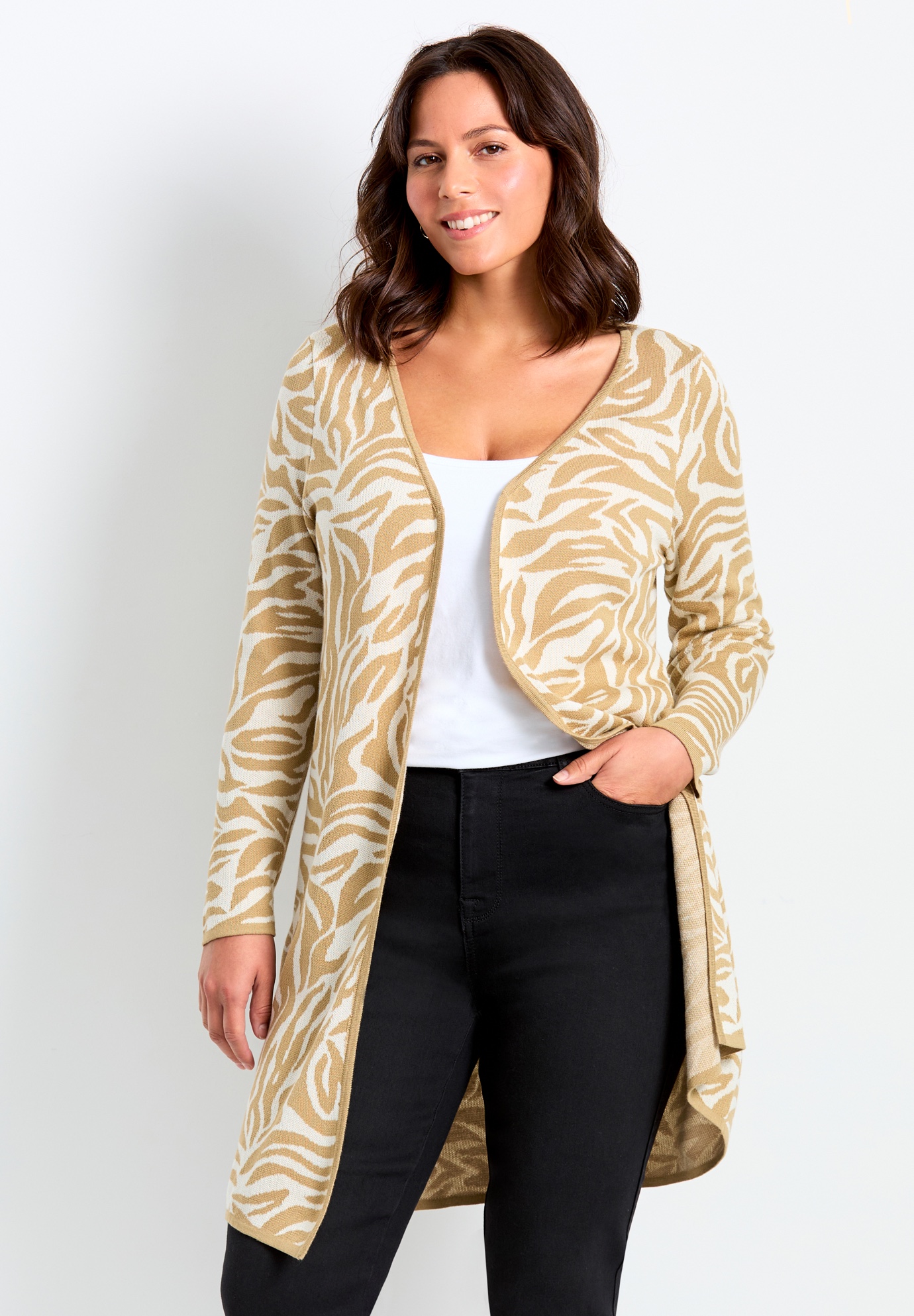 Avenue Women's Plus Size Open Front Sweater Cardigan - Picture 7 of 8