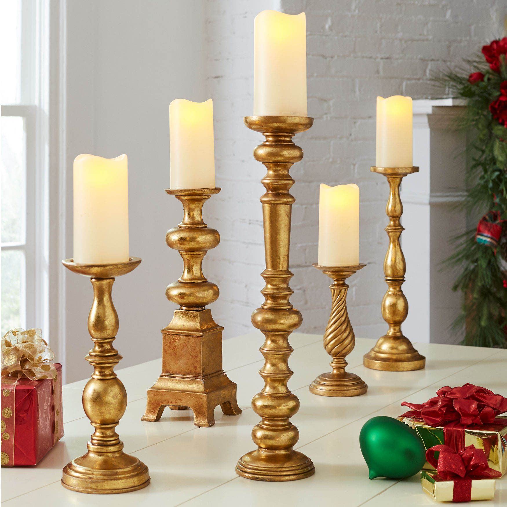 BrylaneHome Candlesticks, Set Of 5 Christmas Decoration eBay