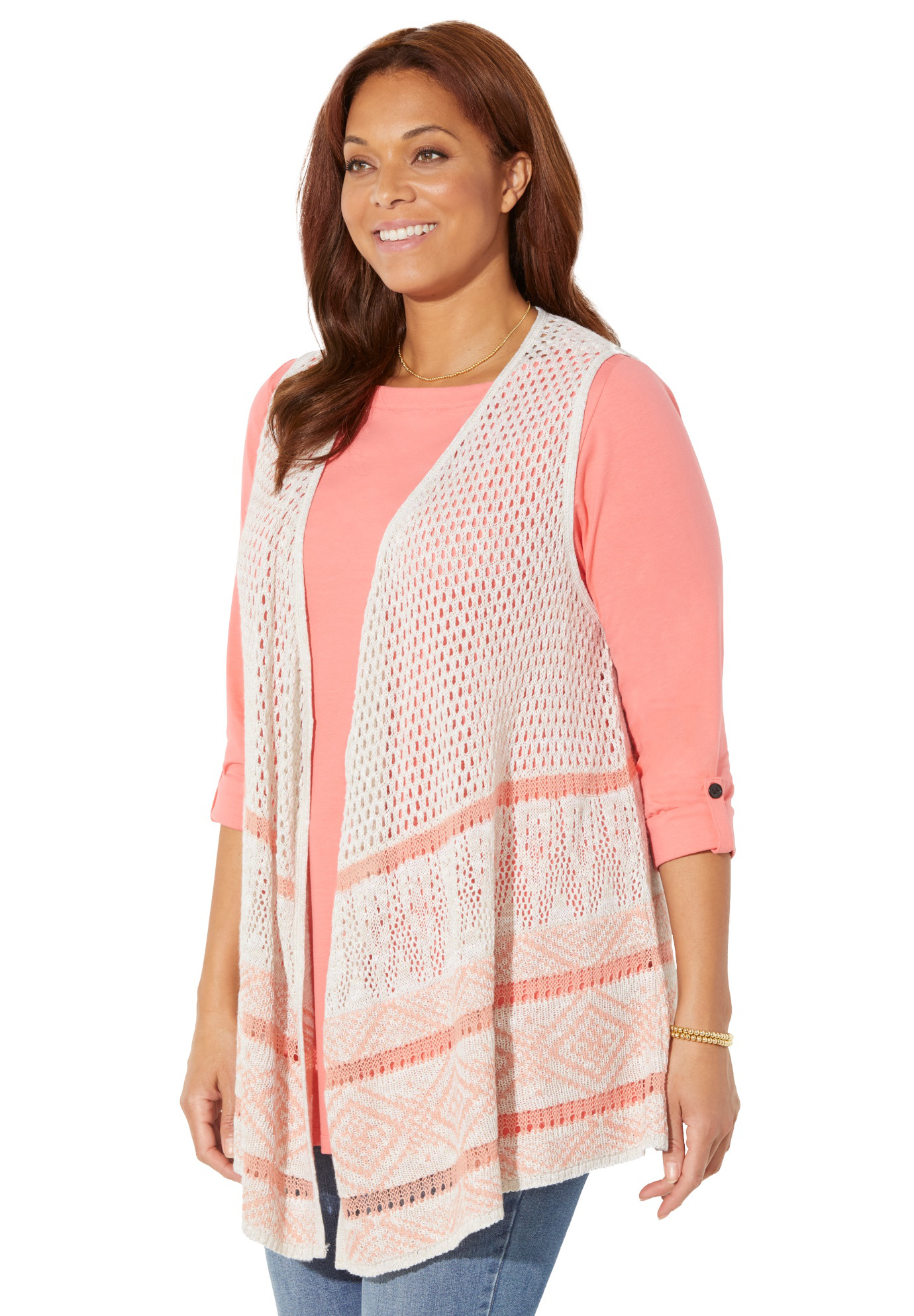 Plus Size Crochet Cascade Vest | eBay