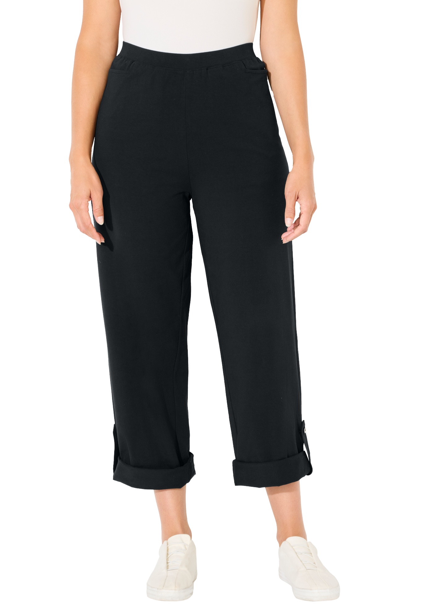 Catherines Women's Plus Size Suprema Studio Roll Tab Pant