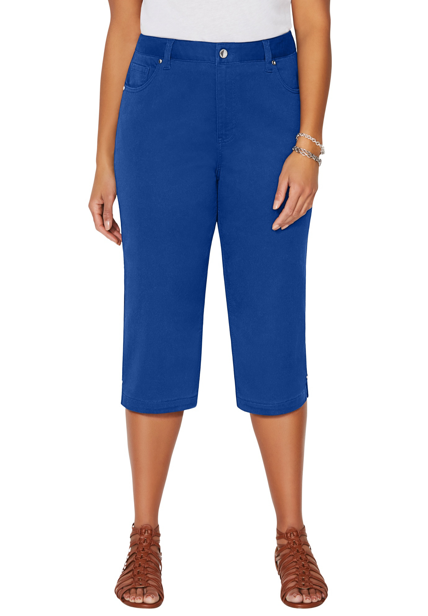 Catherines Women's Plus Size Sateen Stretch Capri - Picture 14 of 17