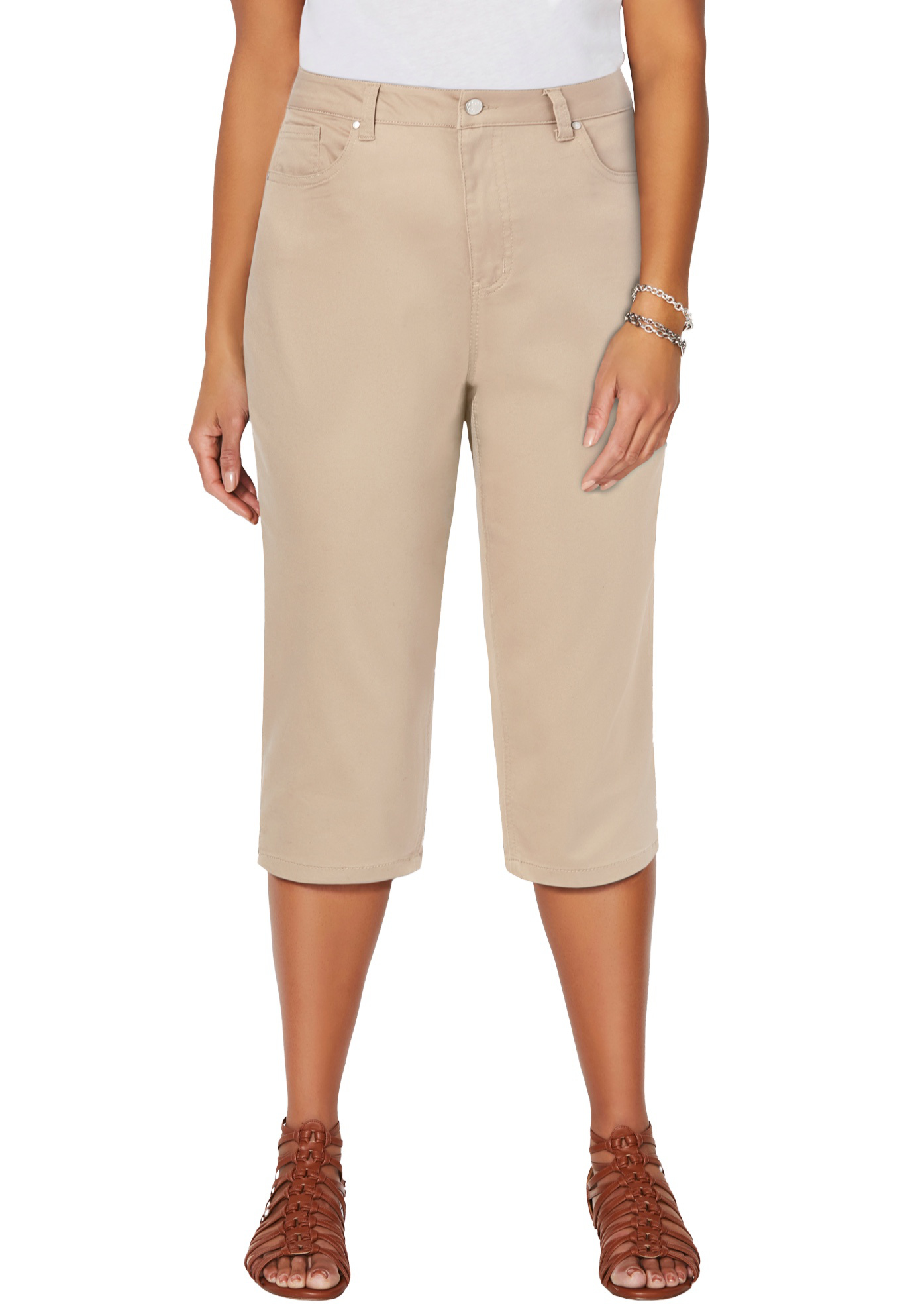 Catherines Women's Plus Size Sateen Stretch Capri - Picture 11 of 17