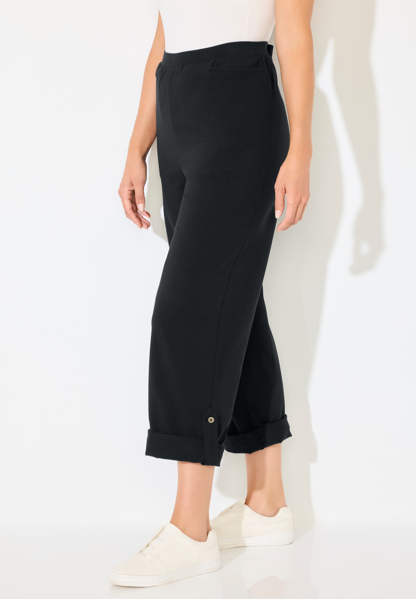 Catherines Women's Plus Size Suprema Studio Roll Tab Pant