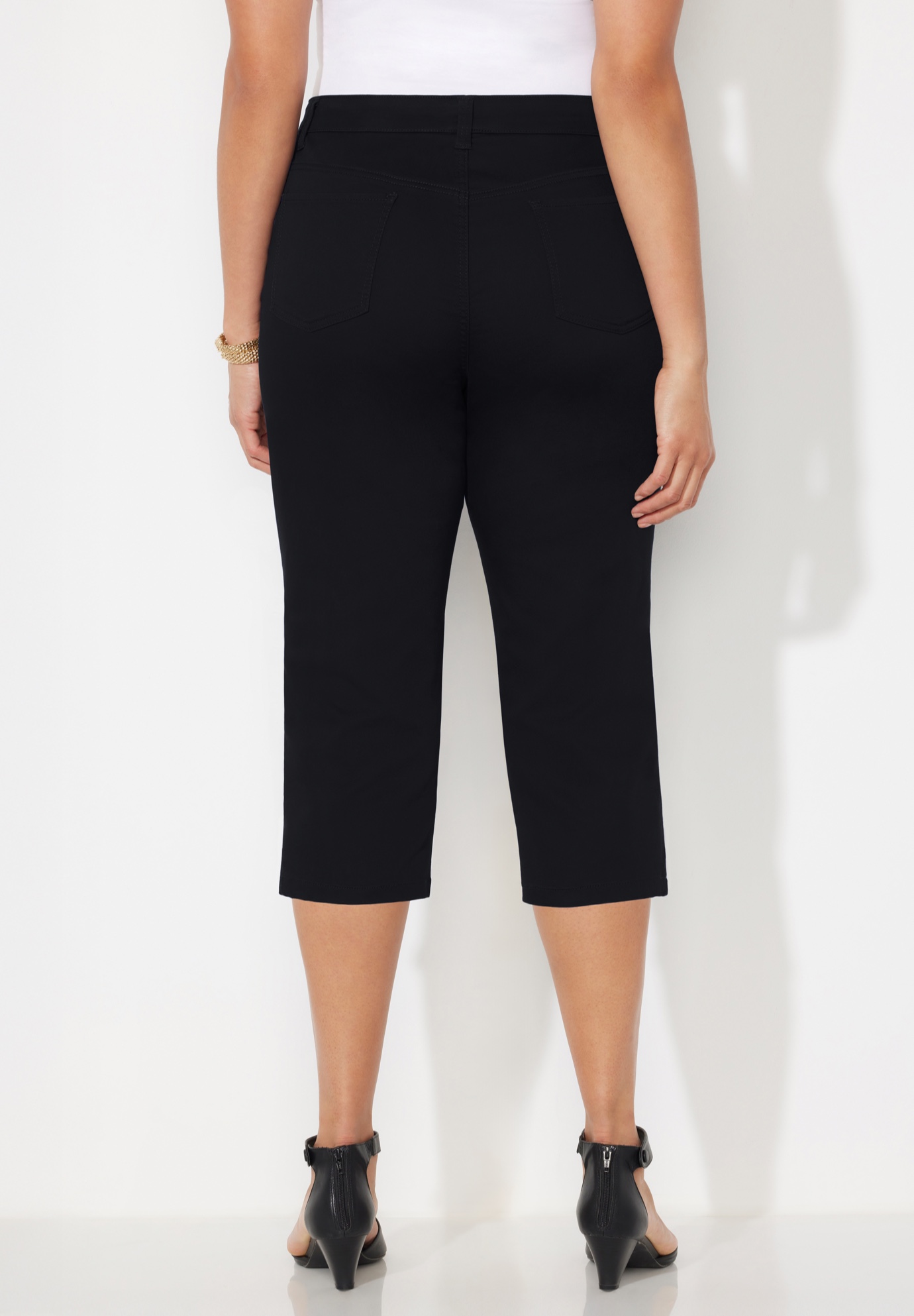 Catherines Women's Plus Size Sateen Stretch Capri - Picture 9 of 17