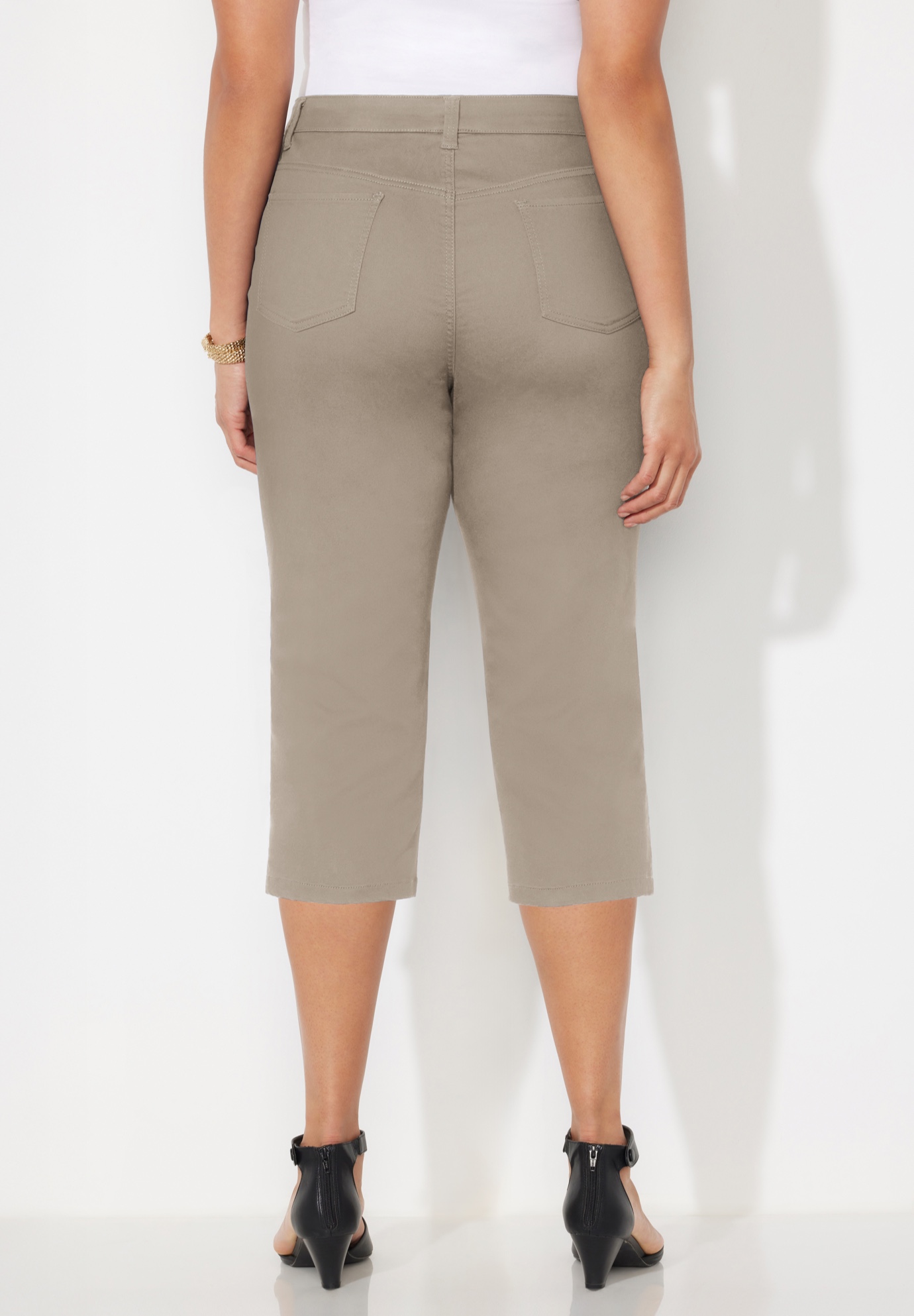 Catherines Women's Plus Size Sateen Stretch Capri - Picture 12 of 17