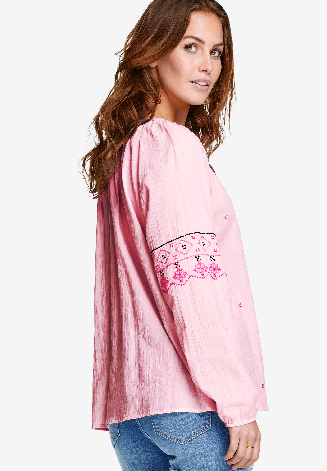 Ellos Women's Plus Size Embroidered Peasant Blouse Shirt eBay