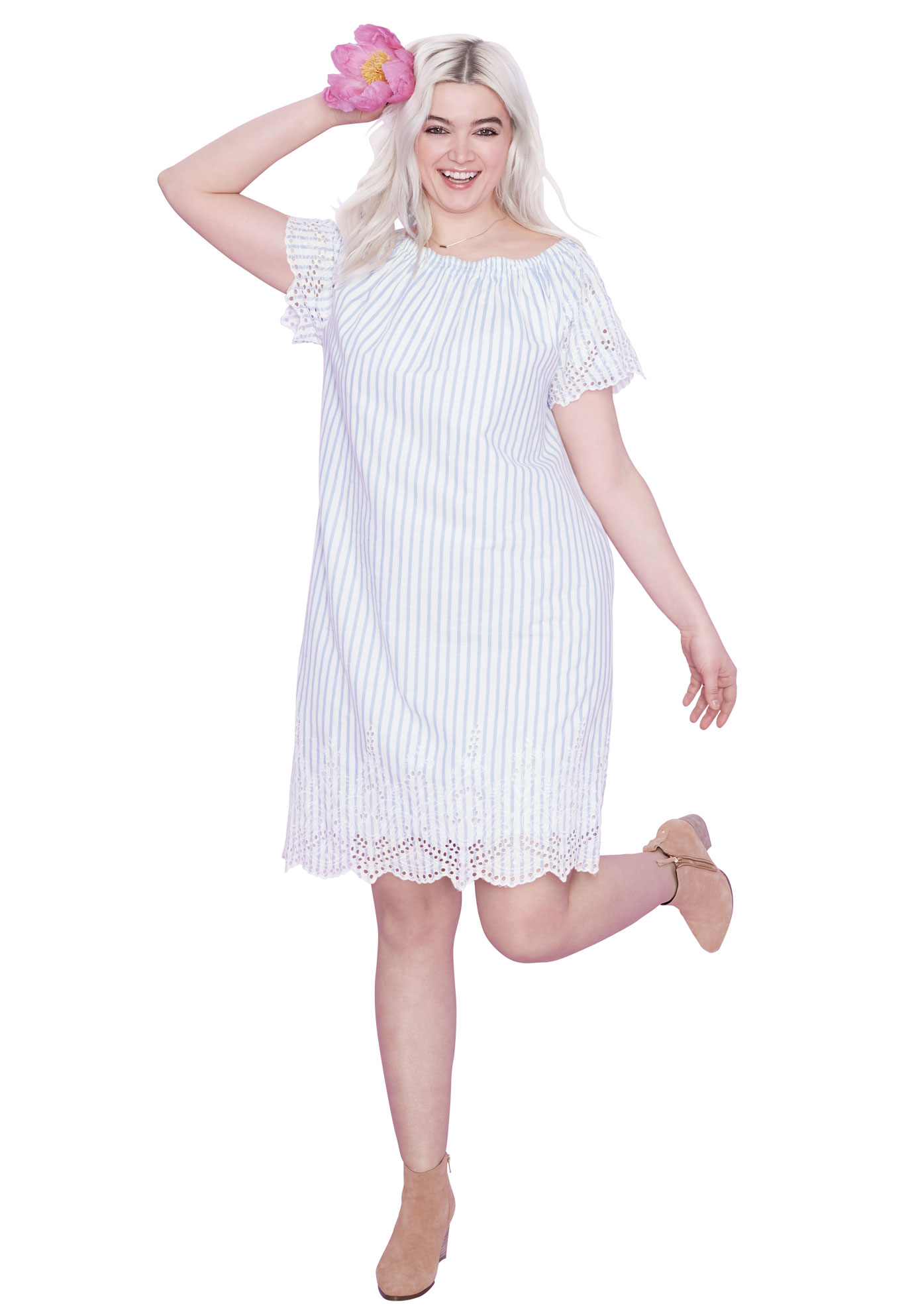 ellos Women's Scalloped Eyelet Hem Dress