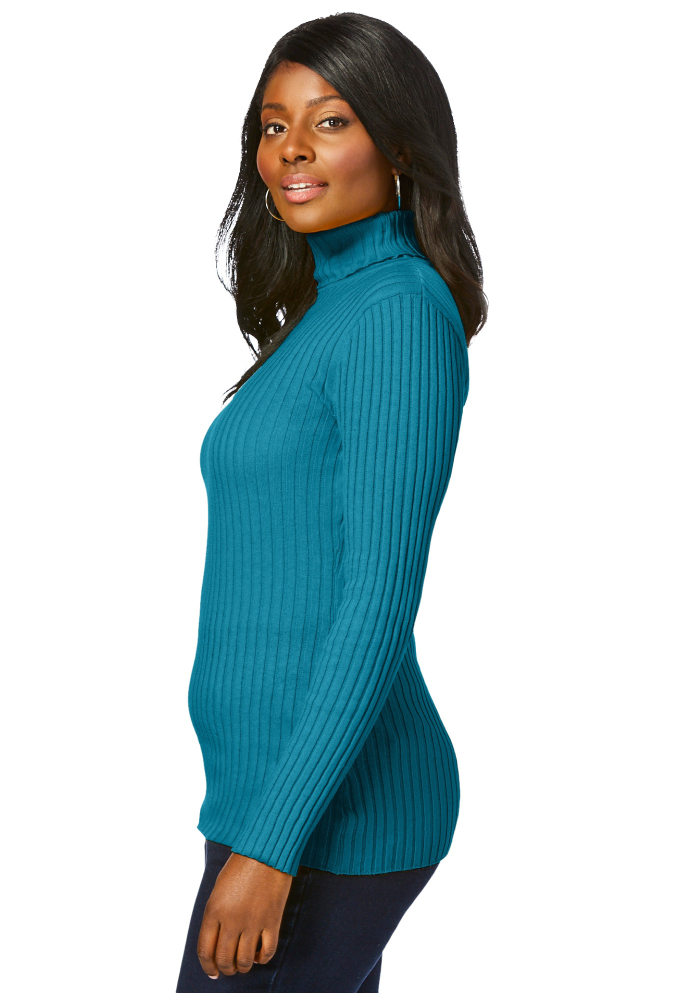 Jessica London Women's Plus Size Ribbed Cotton Turtleneck Sweater 100% Cotton - | eBay