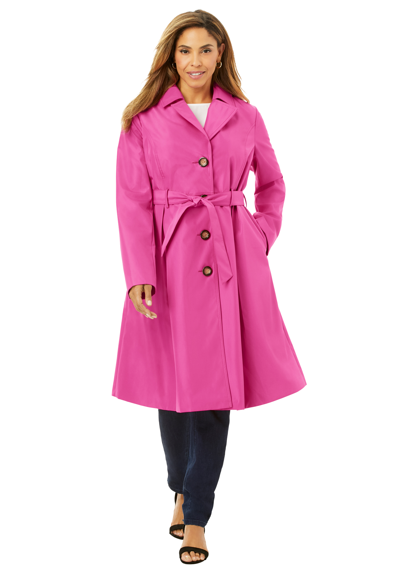 plus size pink raincoat