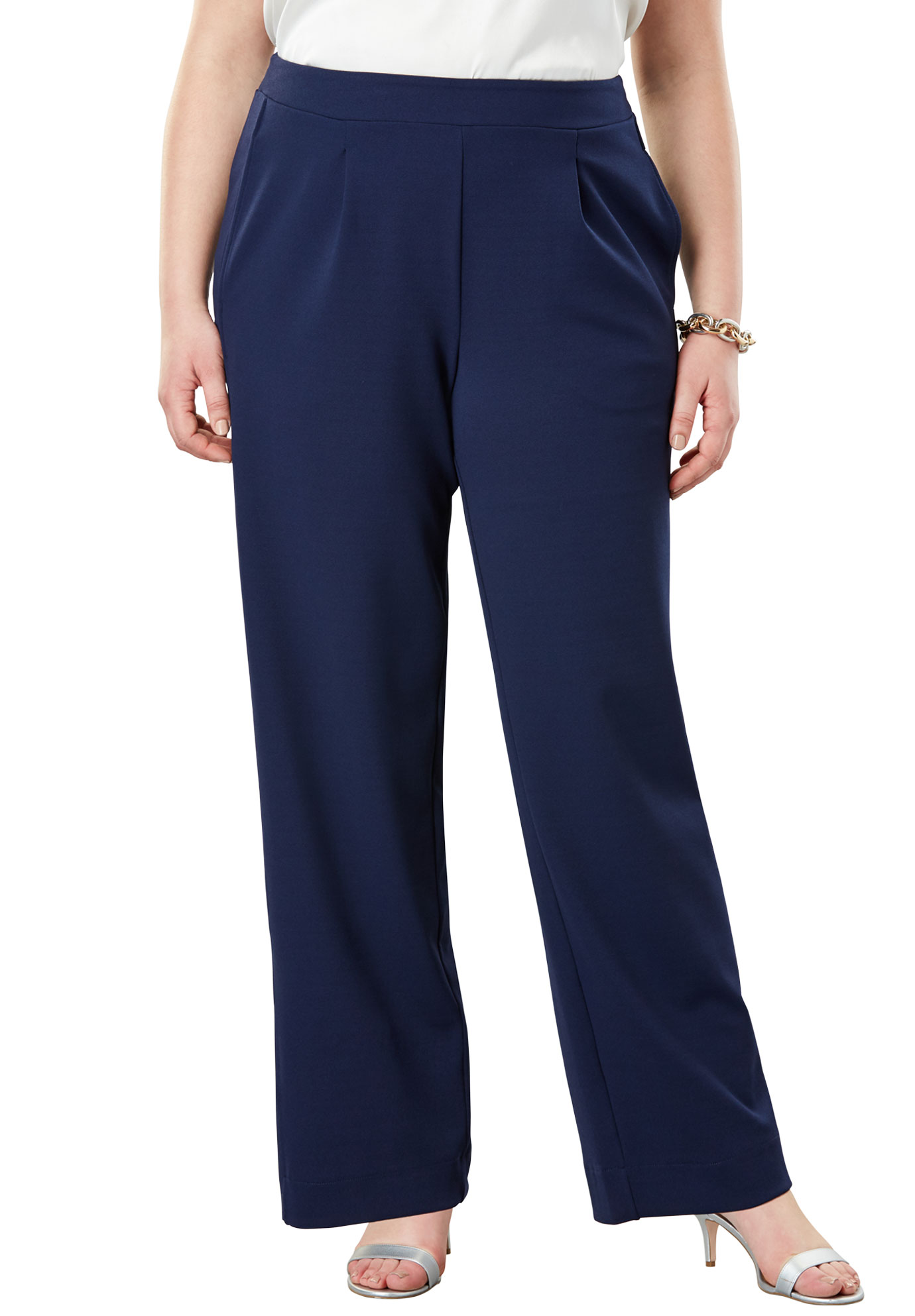 Jessica London Women's Signature Knit Crepe Trouser Pants