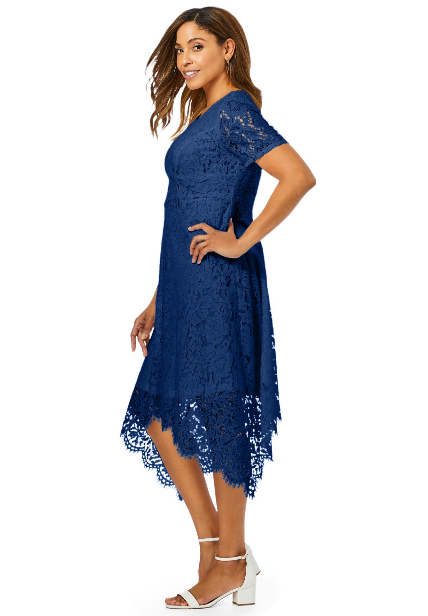 Jessica London Women's Plus Size Lace Handkerchief Dress - Picture 10 of 12