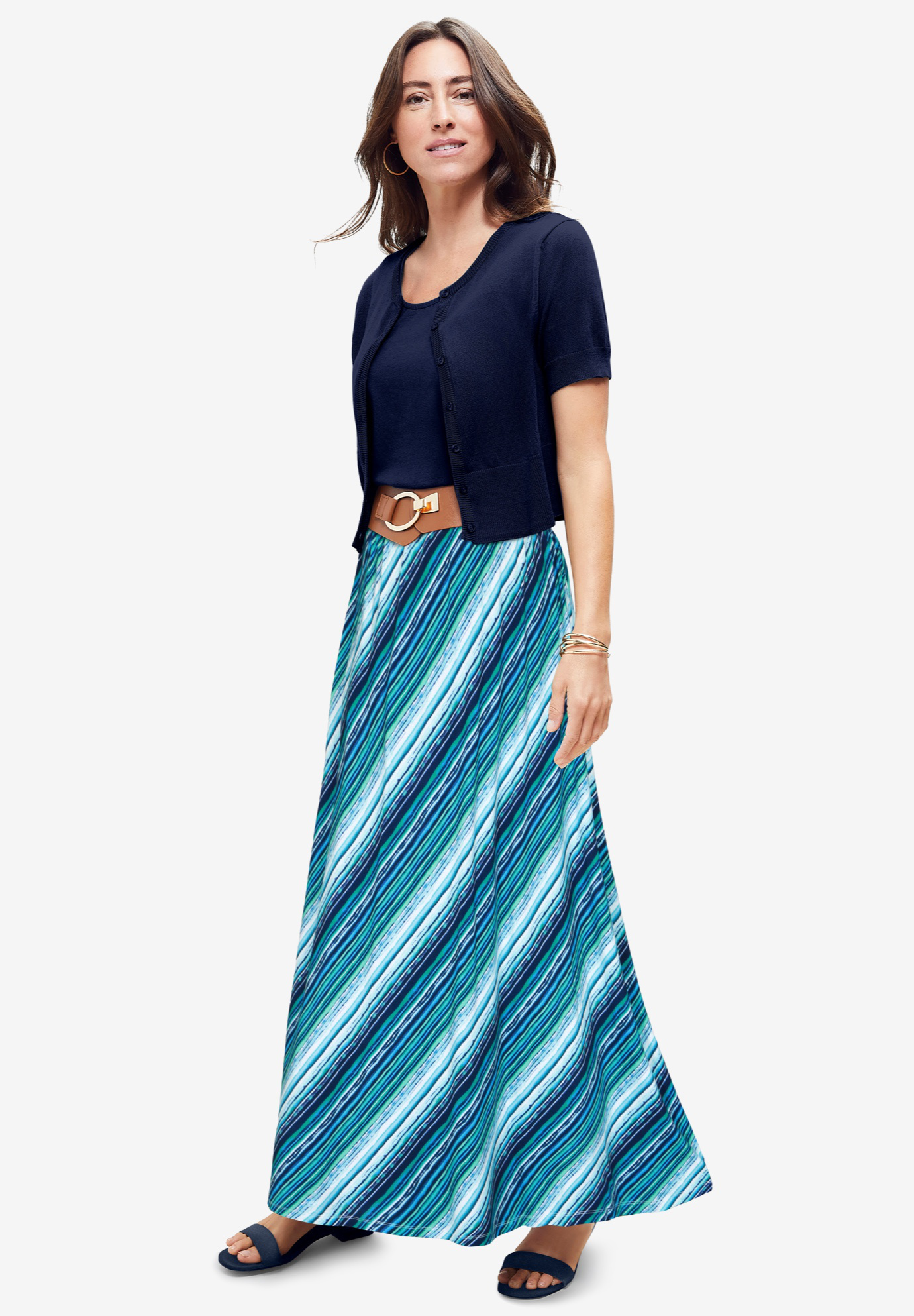 Jessica London Women's Plus Size Maxi Skirt - Stretch Jersey, 38" Length, Wide Elastic Waistband