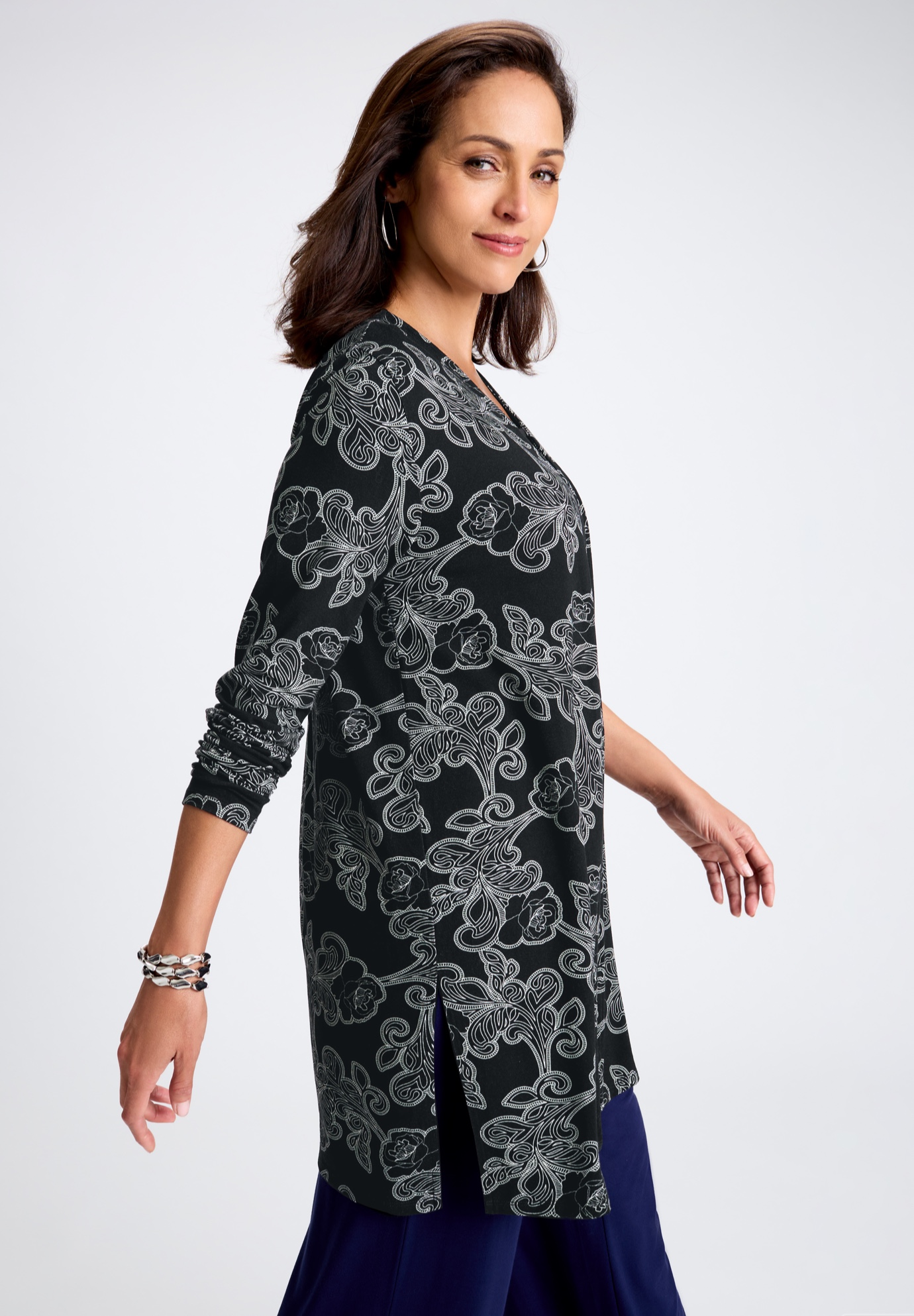 Jessica London Women's Plus Size Everyday Stretch Knit Open Front Cardigan - Picture 14 of 26