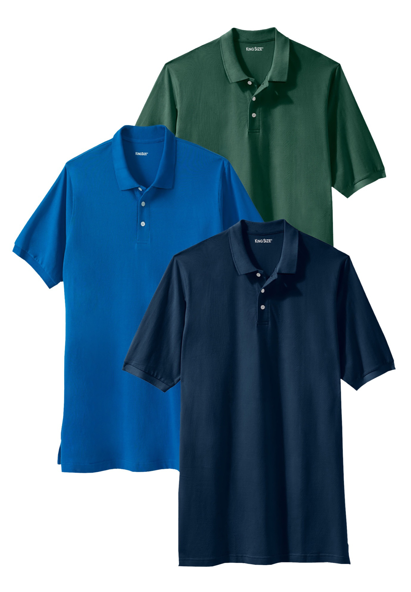 KingSize Men's Big & Tall 3-Pack Longer-Length Cotton Polos - Picture 3 of 4