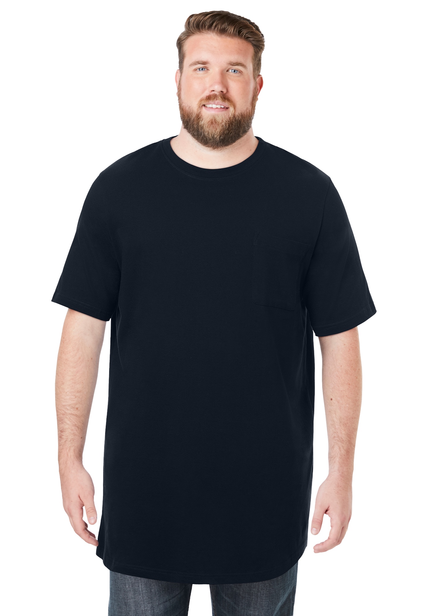 KingSize Shrink-Less Lightweight Longer-Length Crewneck Pocket T-Shirt