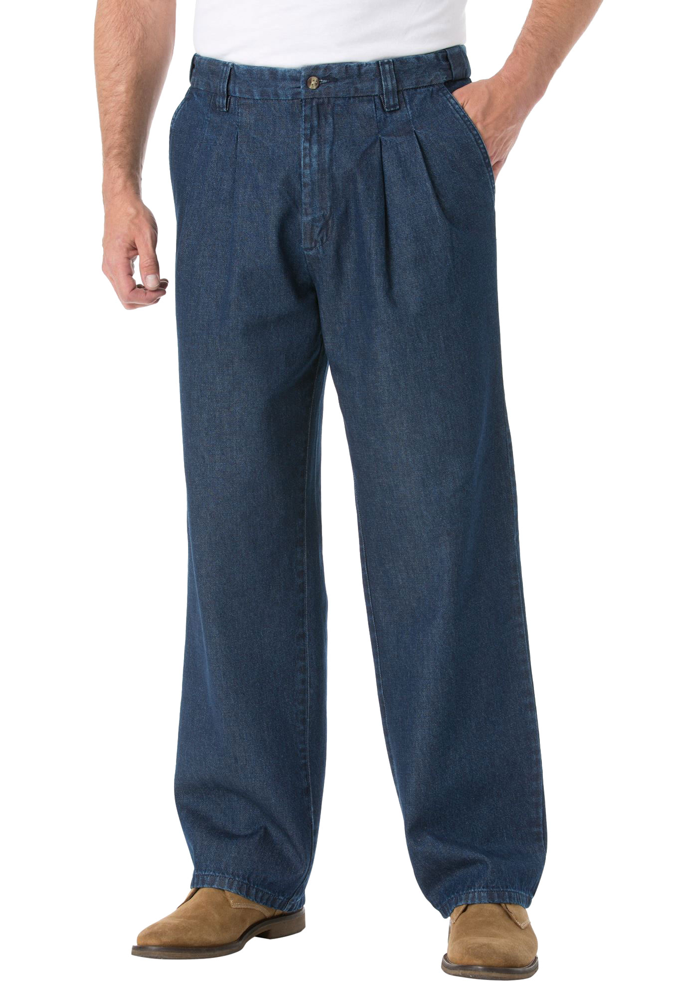 KingSize Men's Big & Tall Relaxed Fit Comfort Waist Pleat-Front Expandable Jeans