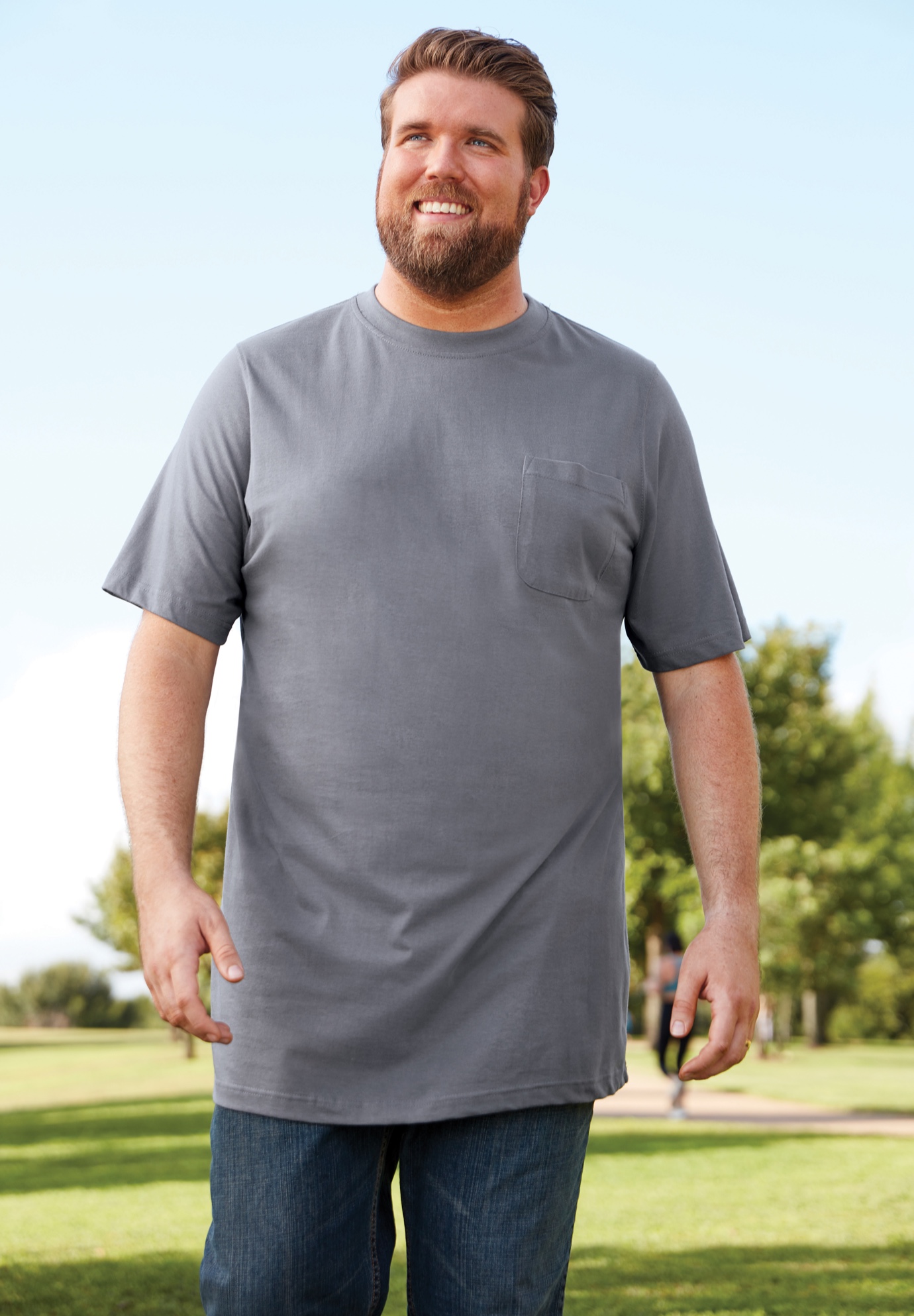 KingSize Men's Big & Tall Heavyweight LongerLength Pocket Crewneck T