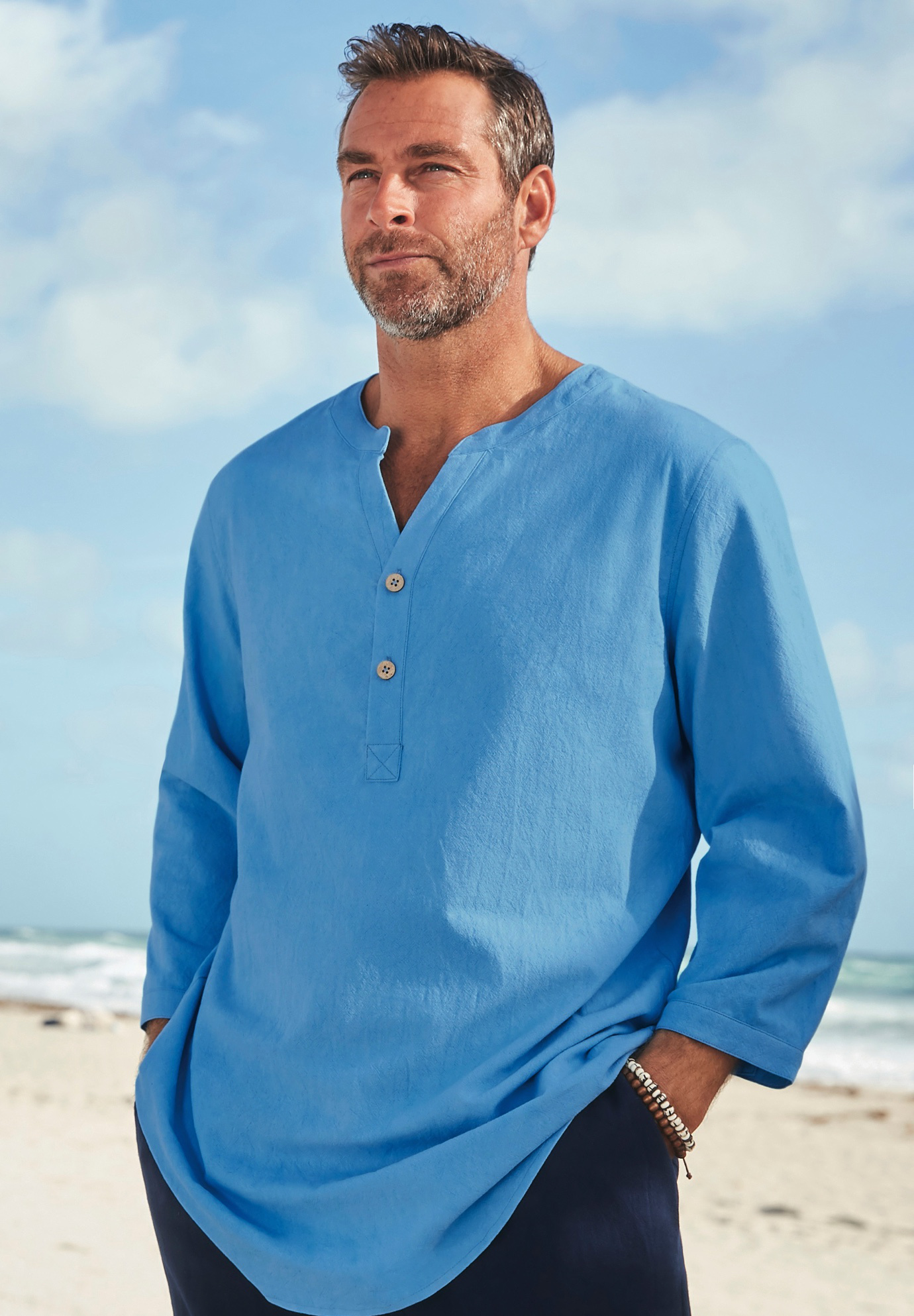 Tall Gauze Mandarin Collar Shirt | eBay