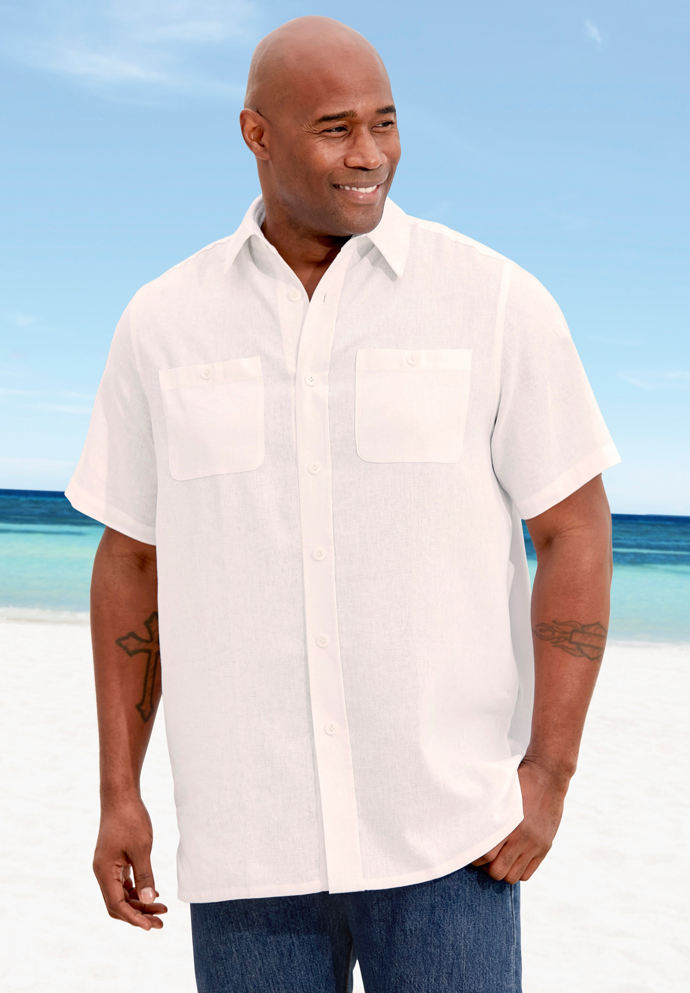 Tall Short-Sleeve Linen Shirt | eBay