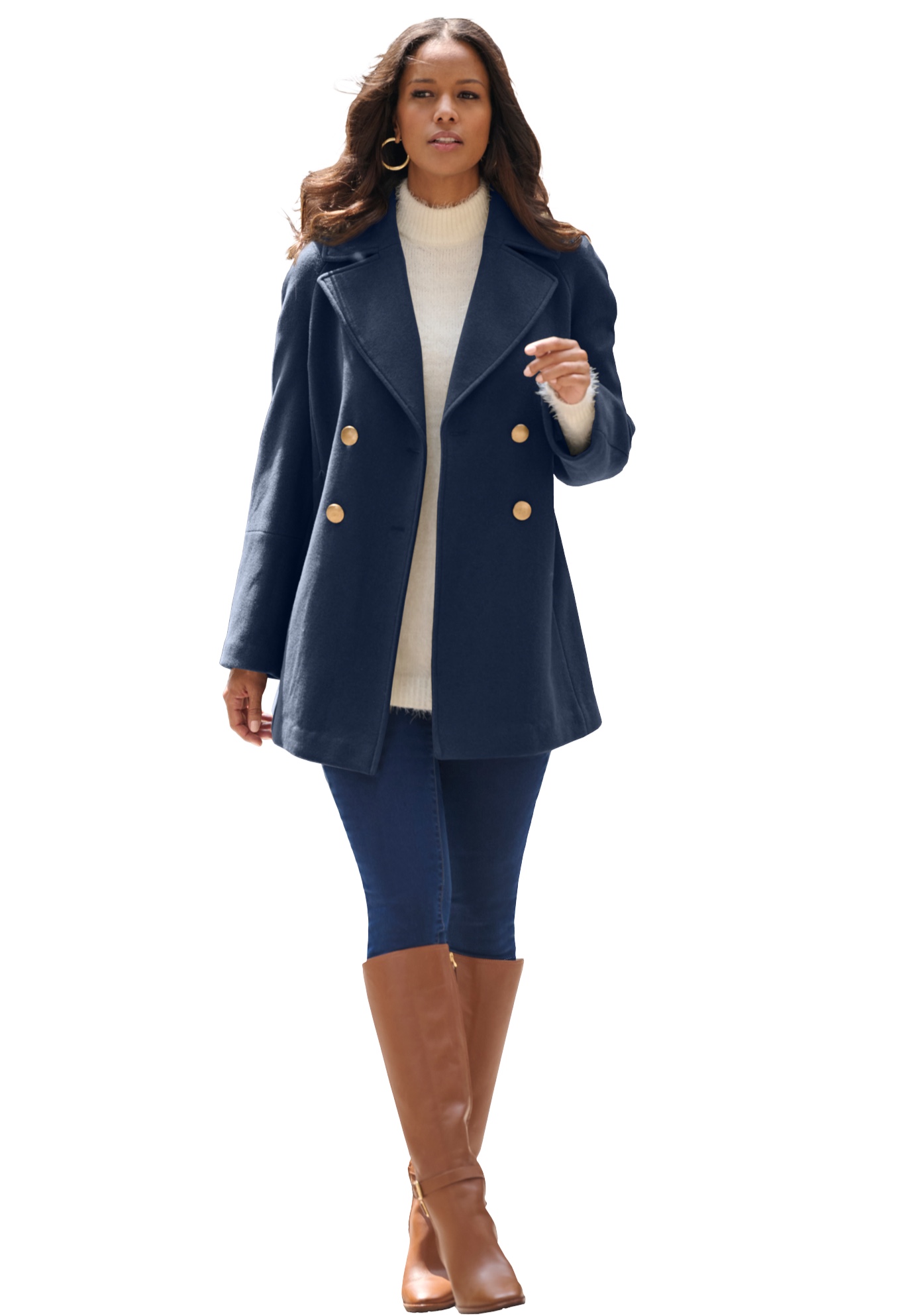 Roaman's Women's Plus Size Plus Size Wool Blend A-Line Peacoat - Picture 12 of 15