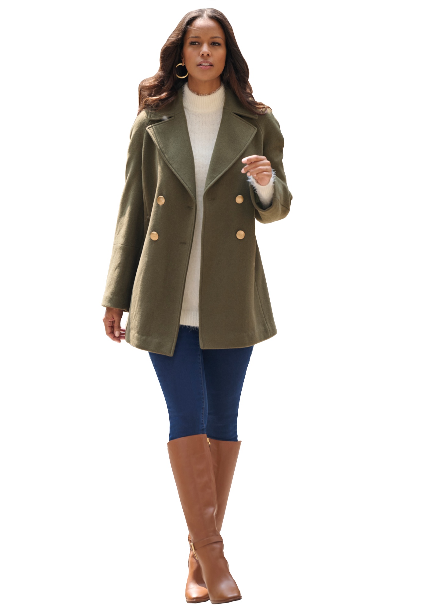 Roaman's Women's Plus Size Plus Size Wool Blend A-Line Peacoat - Picture 8 of 15