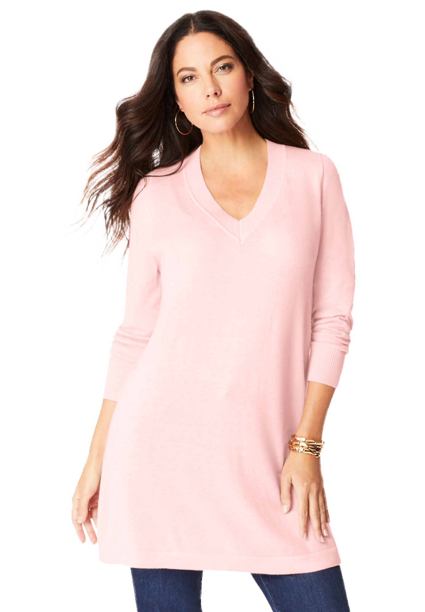 Roaman's Women's Plus Size Plus Size Cashmere V-Neck Sweater - Picture 14 of 15