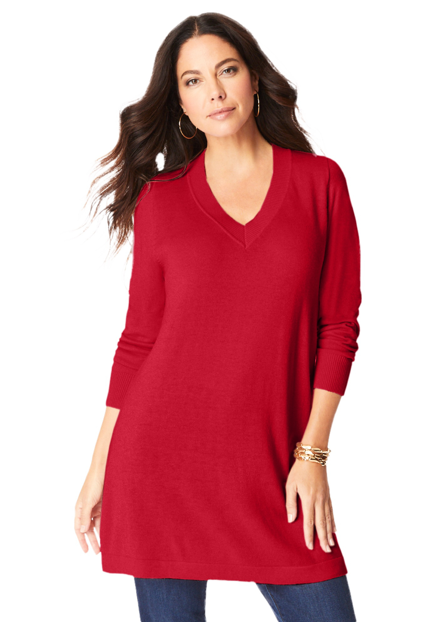 Roaman's Women's Plus Size Plus Size Cashmere V-Neck Sweater - Picture 8 of 15