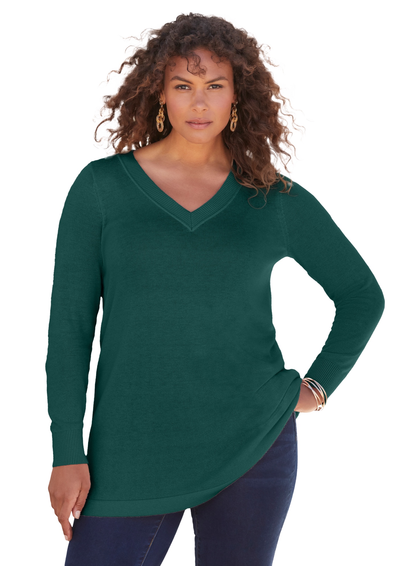 Roaman's Women's Plus Size Plus Size Cashmere V-Neck Sweater - Picture 10 of 15