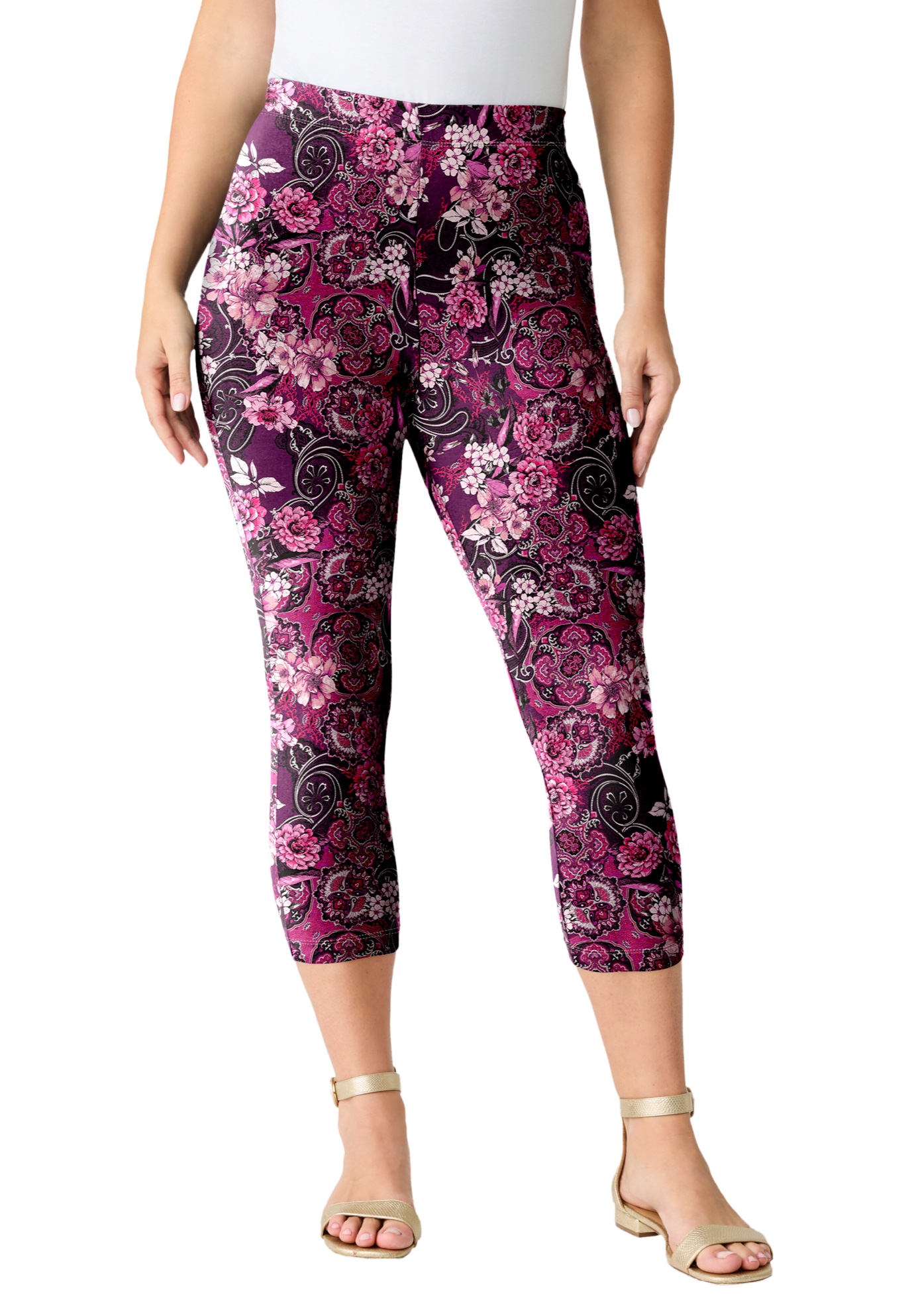 Roaman's Women's Plus Size Petite Plus Size Essential Stretch Capri Legging - Picture 15 of 33