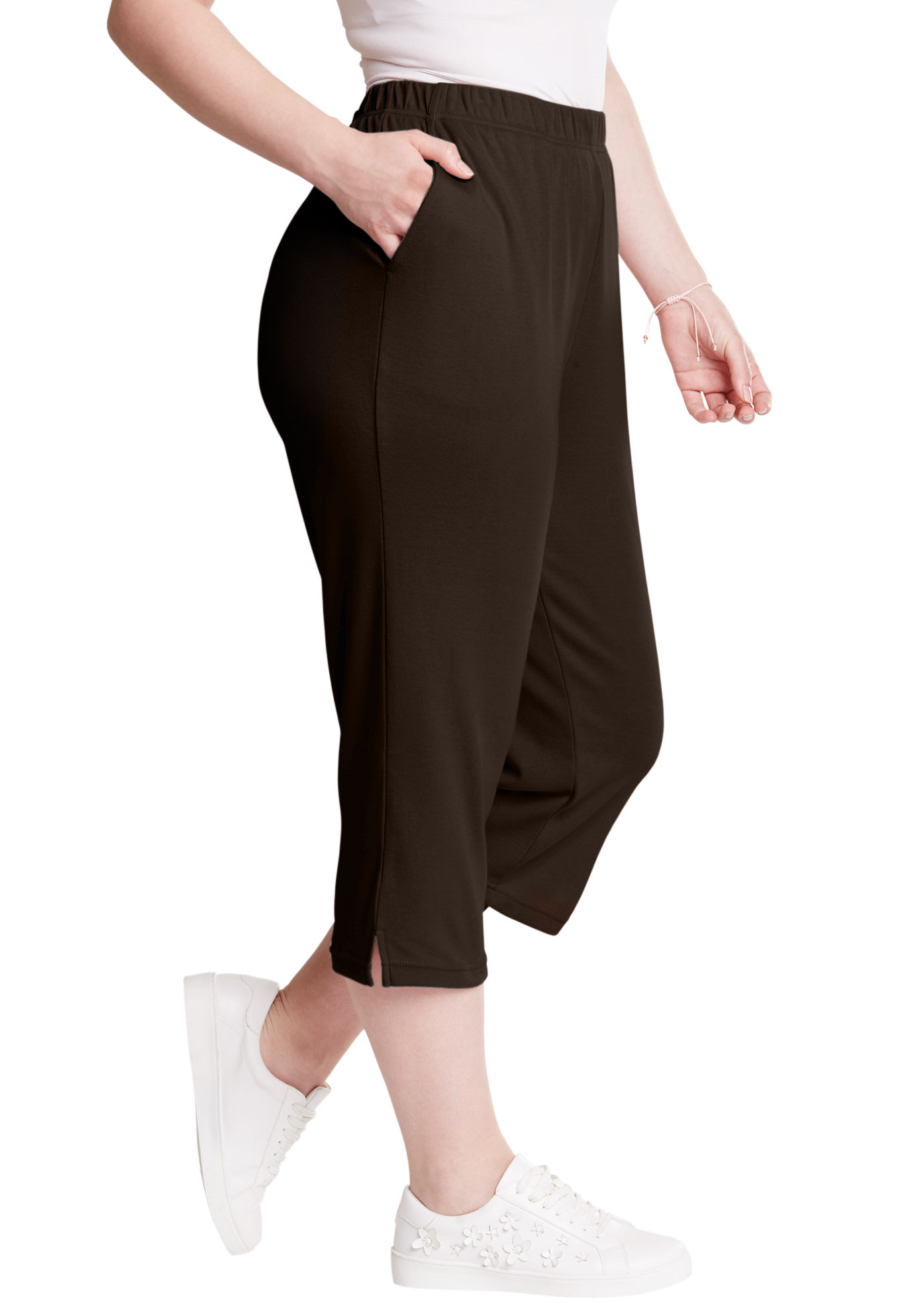 Roaman's Women's Plus Size Petite Plus Size Soft Knit Pull-On Capri Pant - Picture 9 of 55