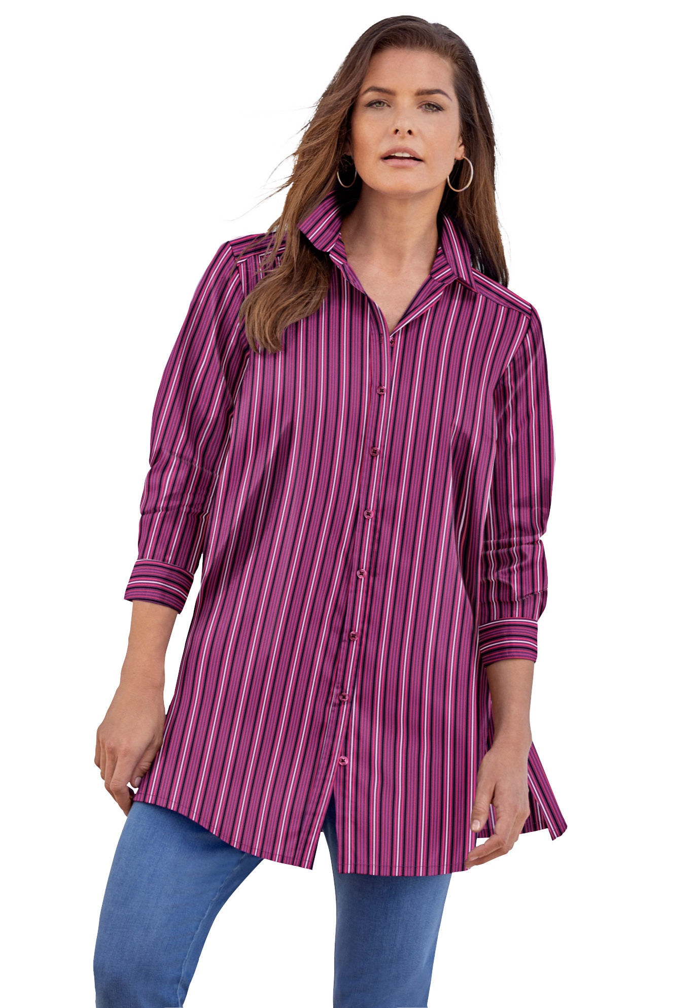 Womens Plus Size 3/4 Roll Sleeve Paisley Tunic Tops V Neck Blouses Shirts For Women