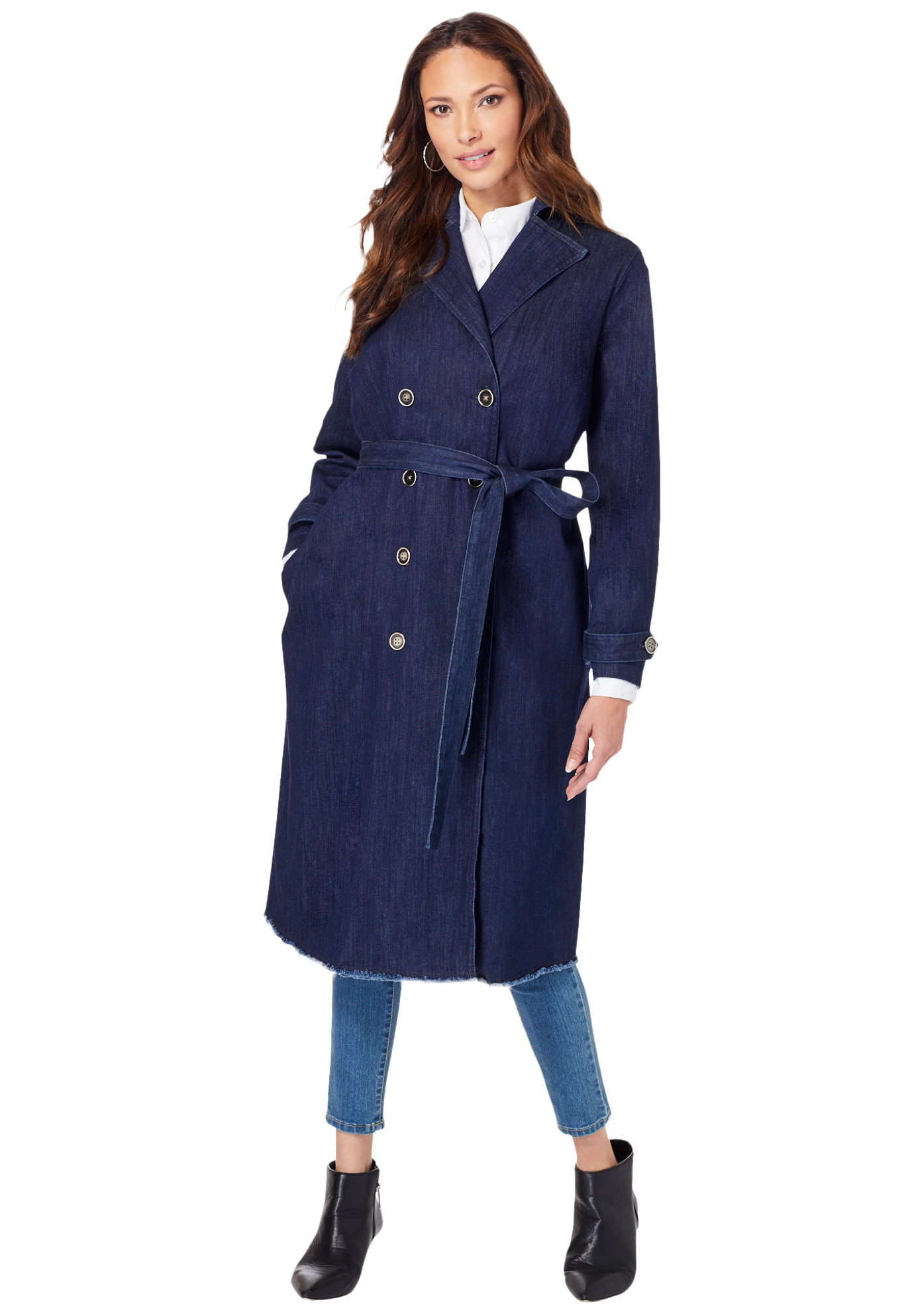 Plus Size Denim Trench Coat | eBay