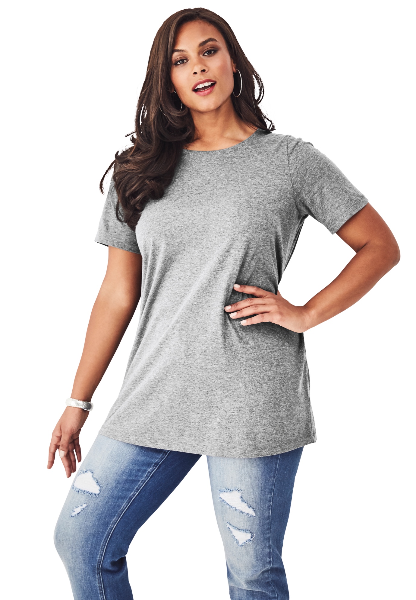 Roaman's Women's Plus Size Ultimate Crewneck Tee - Picture 12 of 29