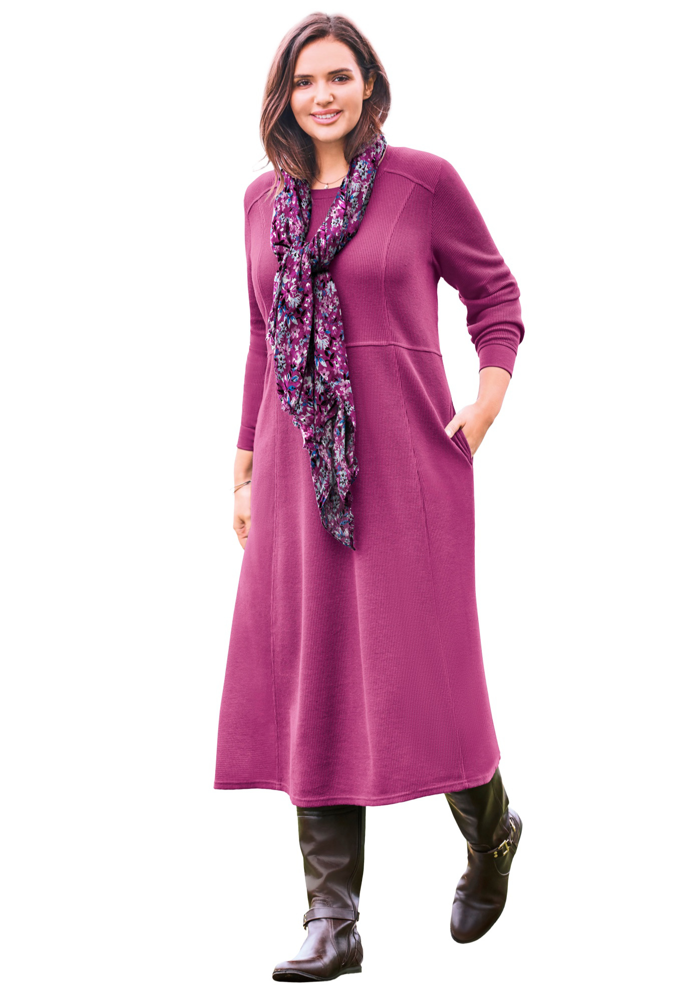 Woman Within Women's Plus Size Thermal Knit ALine Dress eBay