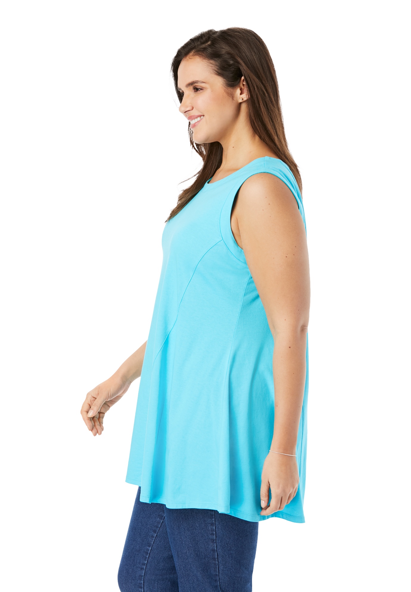 Sleeveless Fit-And-Flare Tunic Top 