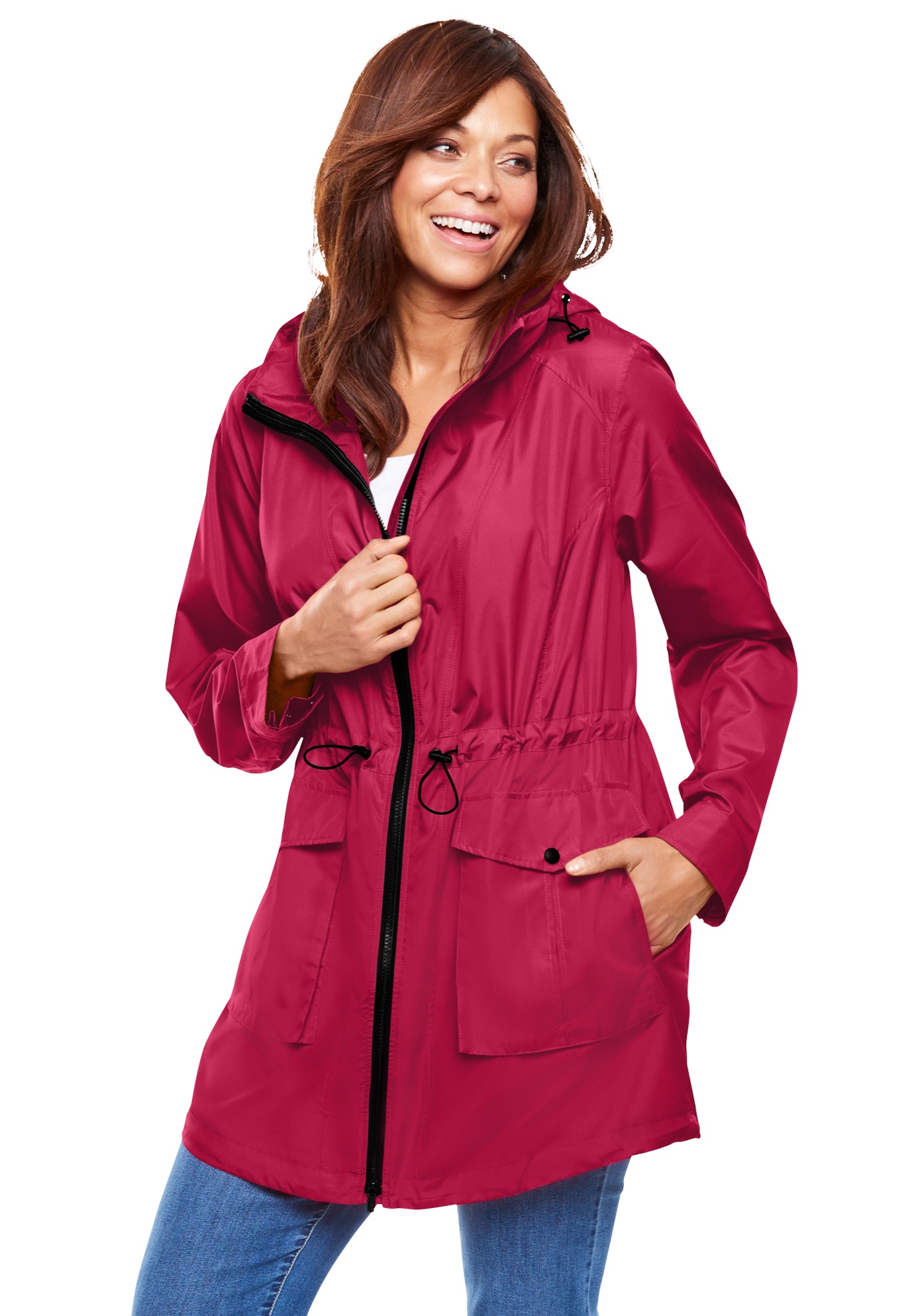plus size packable rain jacket