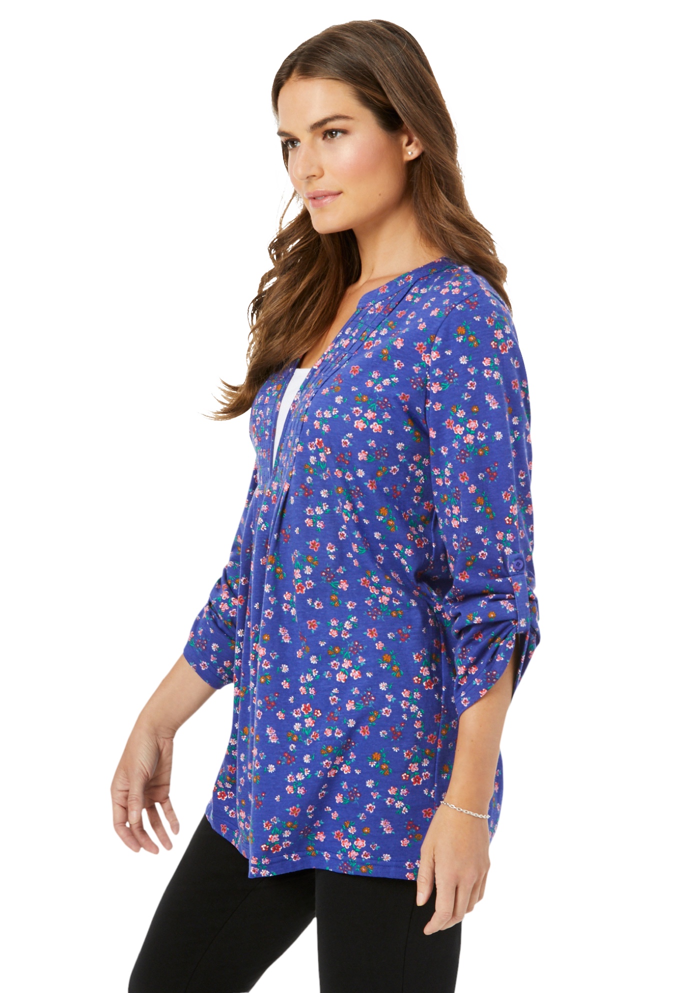 plus size split neck tunic