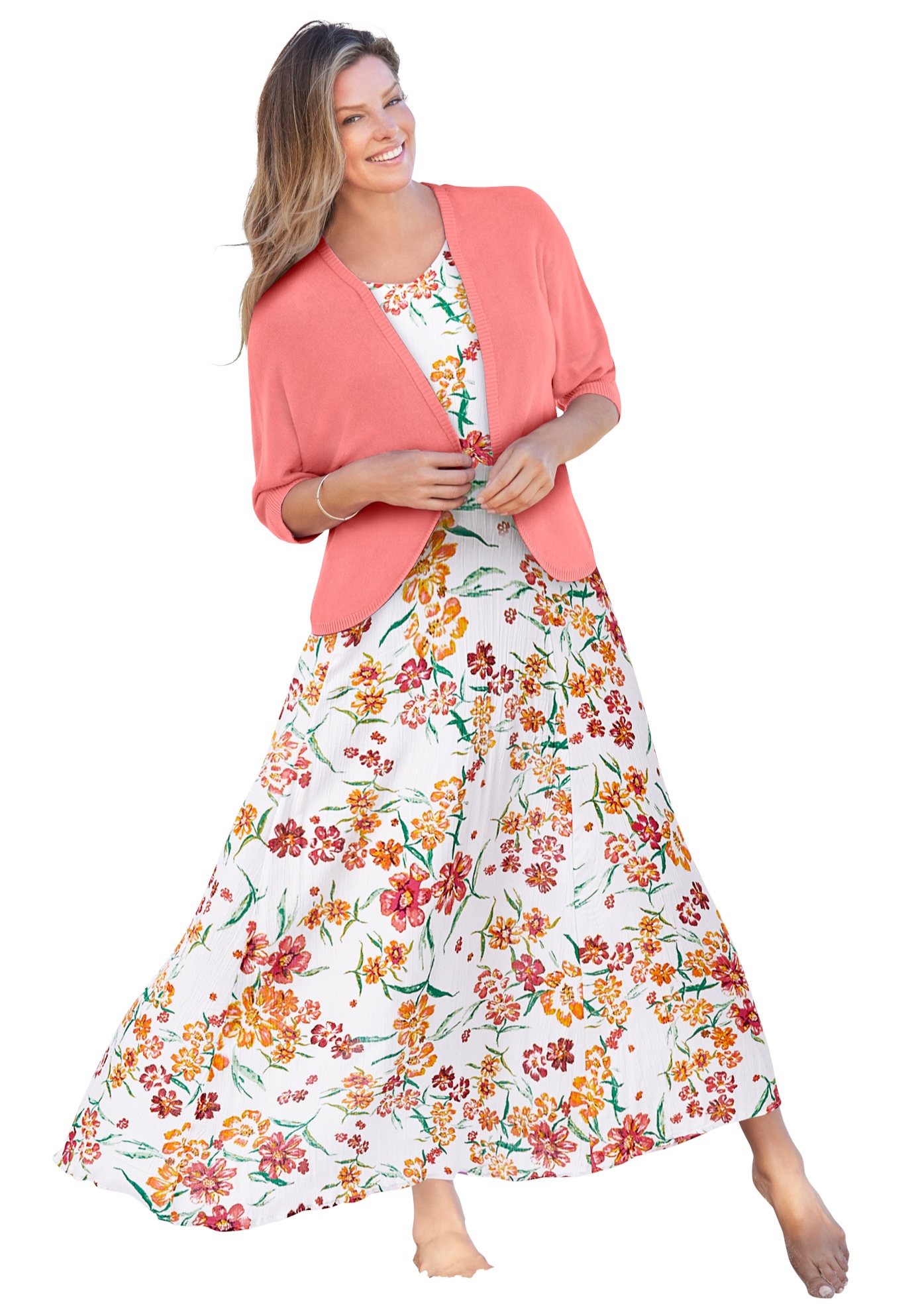 Woman Within Plus Size Petite Short-Sleeve Crinkle Dress - Picture 26 of 26