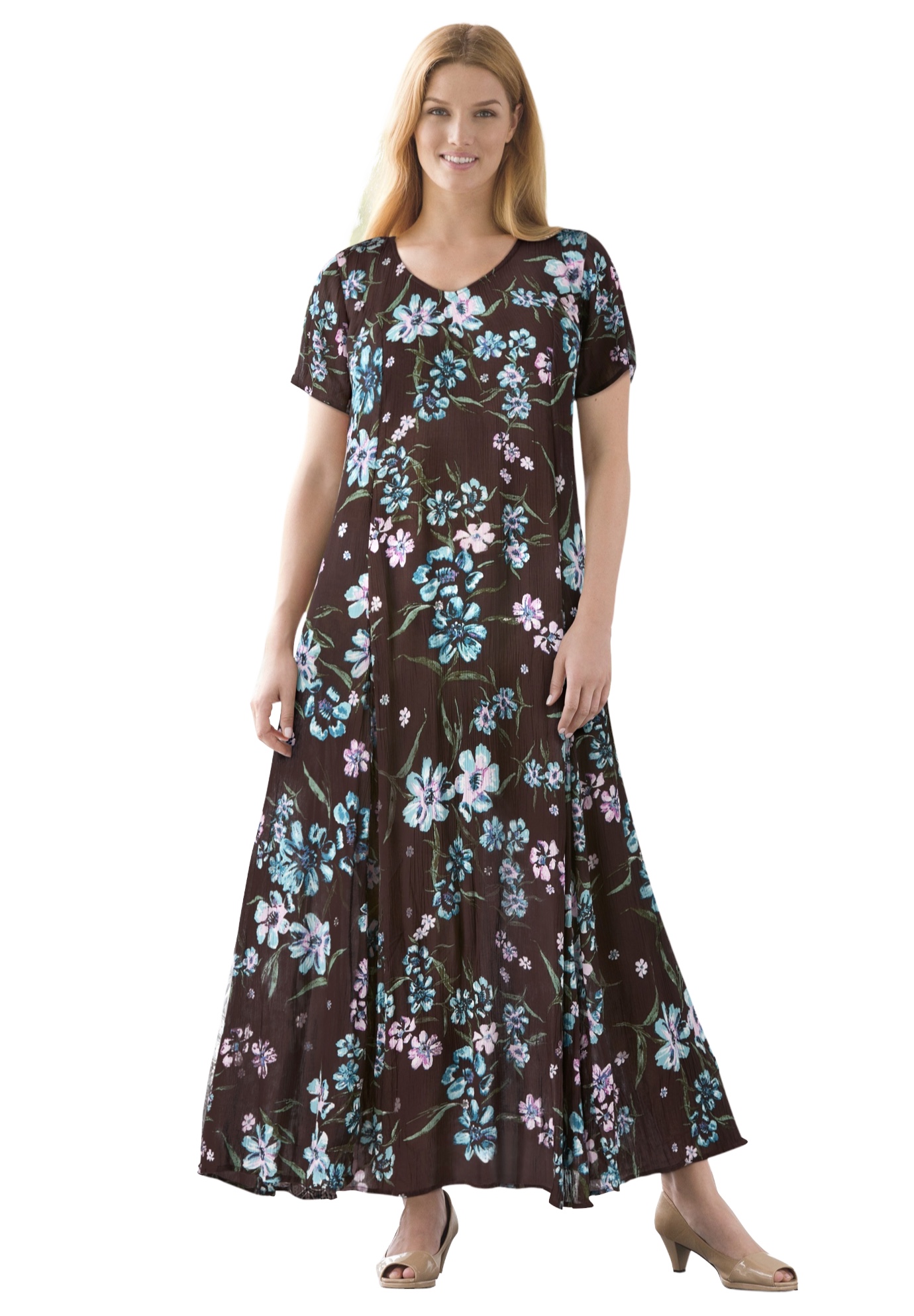 Woman Within Plus Size Petite Short-Sleeve Crinkle Dress - Picture 10 of 26