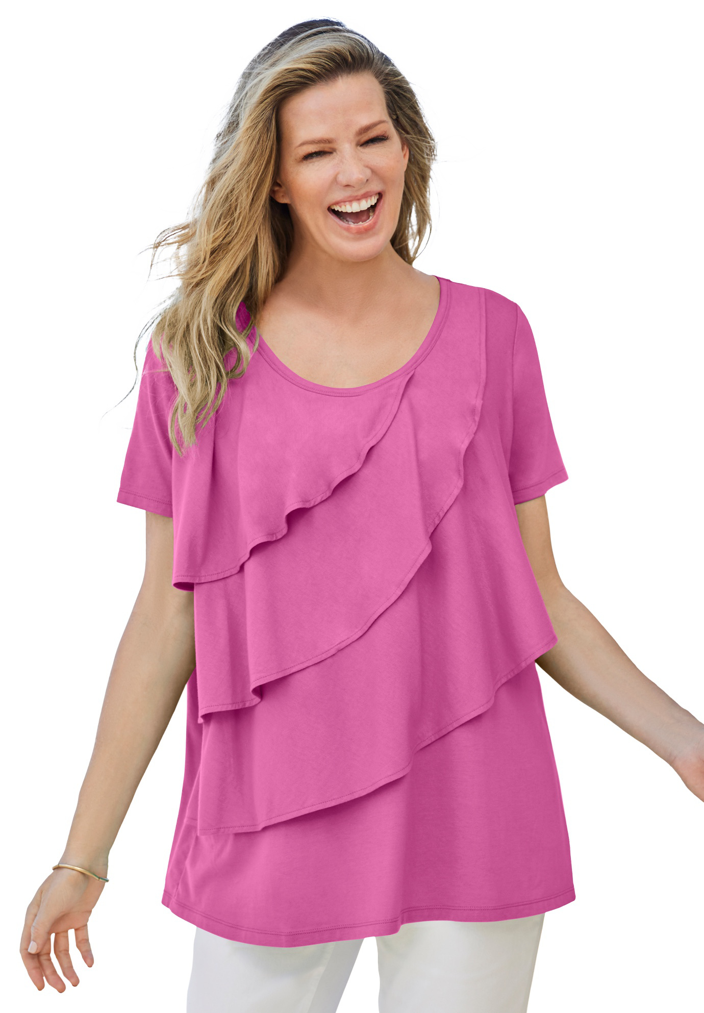 Woman Within Plus Size Ruffle Tee - Picture 18 of 23