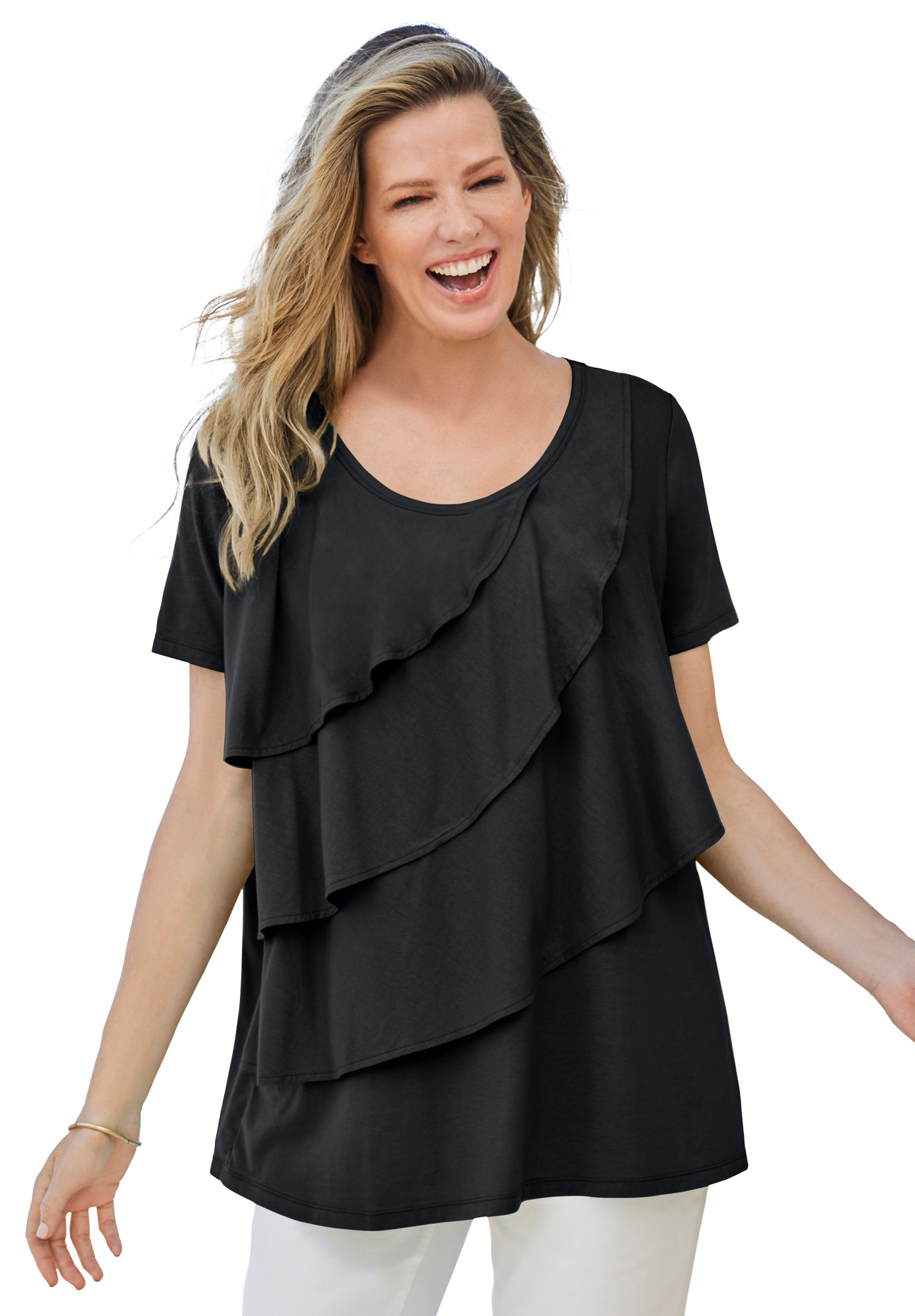Woman Within Plus Size Ruffle Tee - Picture 9 of 23