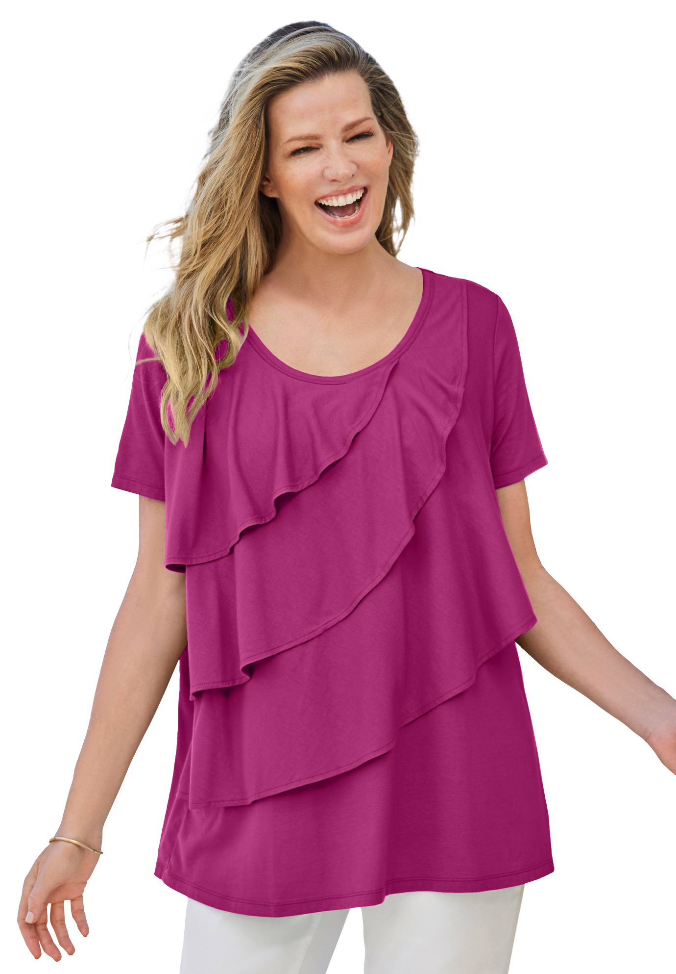 Woman Within Plus Size Ruffle Tee - Picture 21 of 23