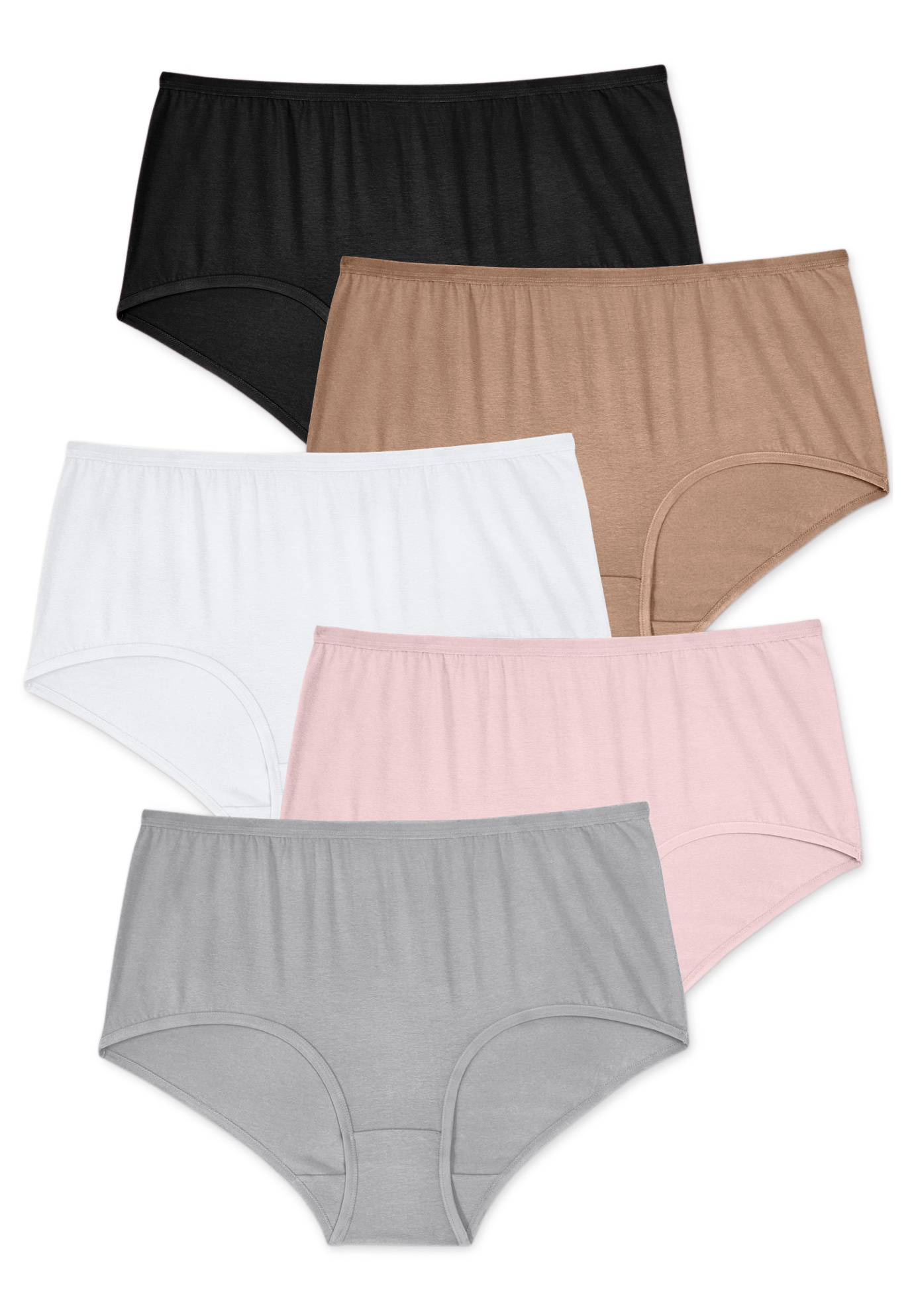 Comfort Choice Plus Size Full Coverage Stretch Cotton Brief 5-Pack - Picture 5 of 45