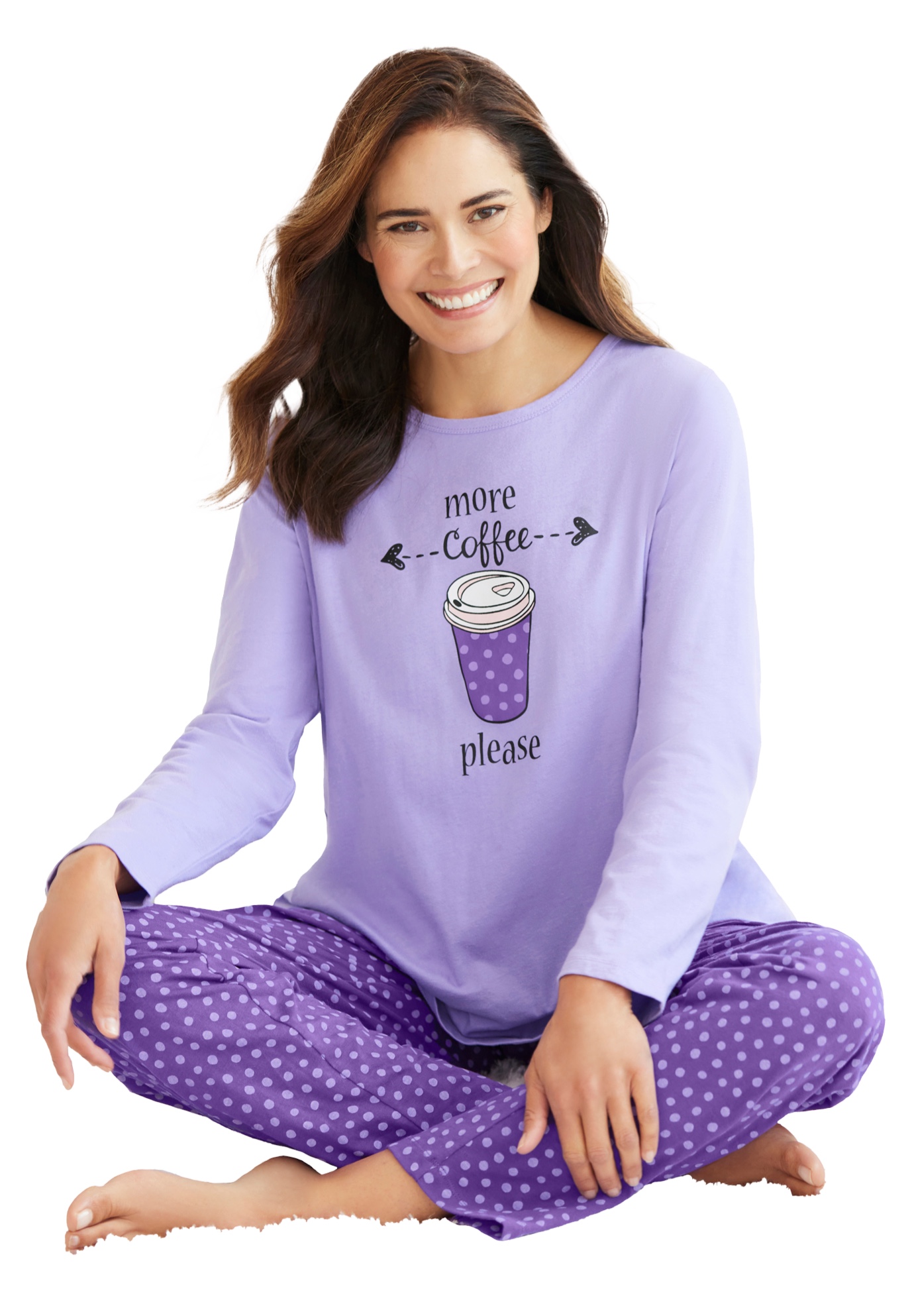 Dreams & Co. Plus Size Petite Long Sleeve Knit PJ Set - Picture 35 of 68