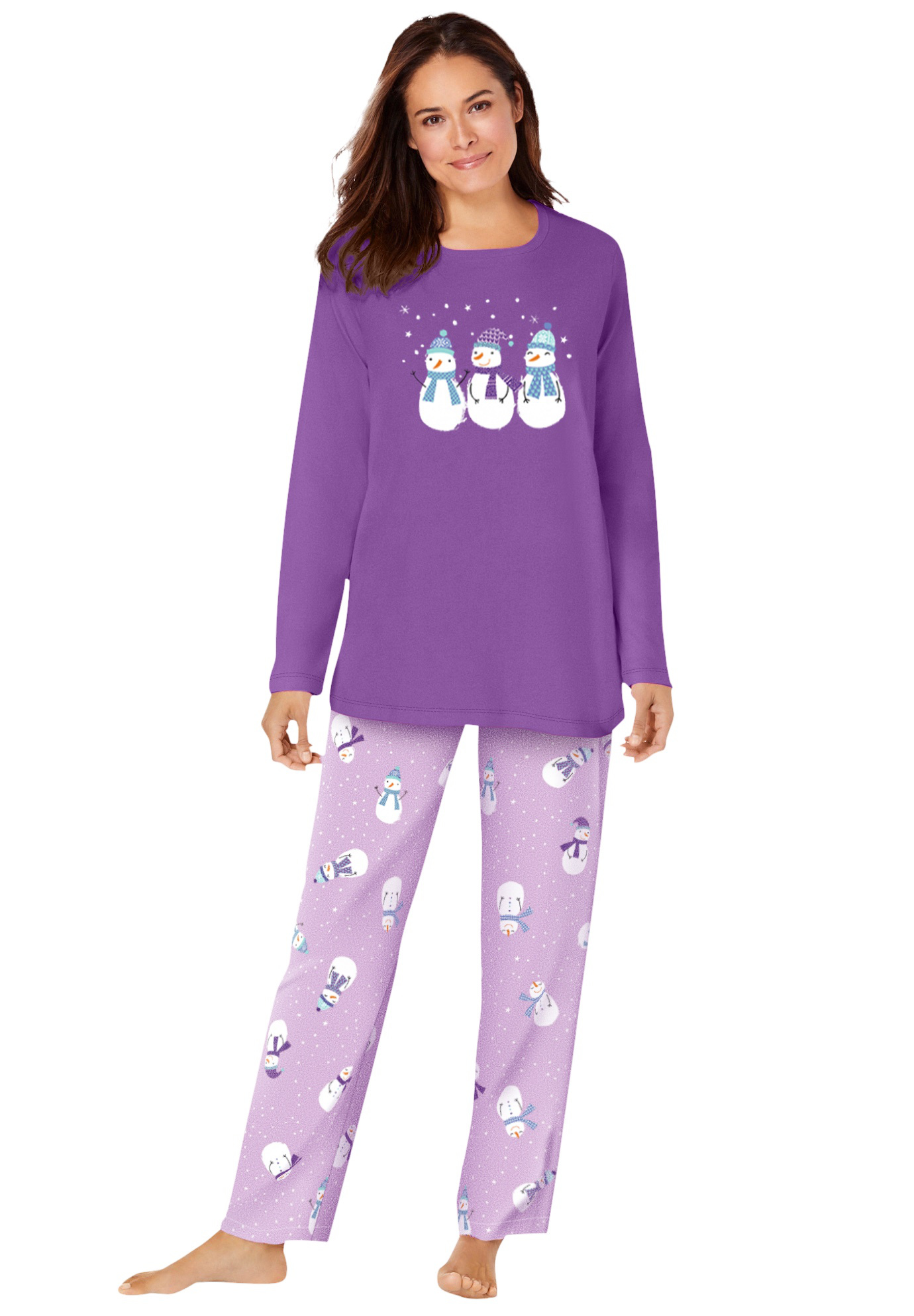 Dreams & Co. Plus Size Petite Long Sleeve Knit PJ Set - Picture 43 of 68